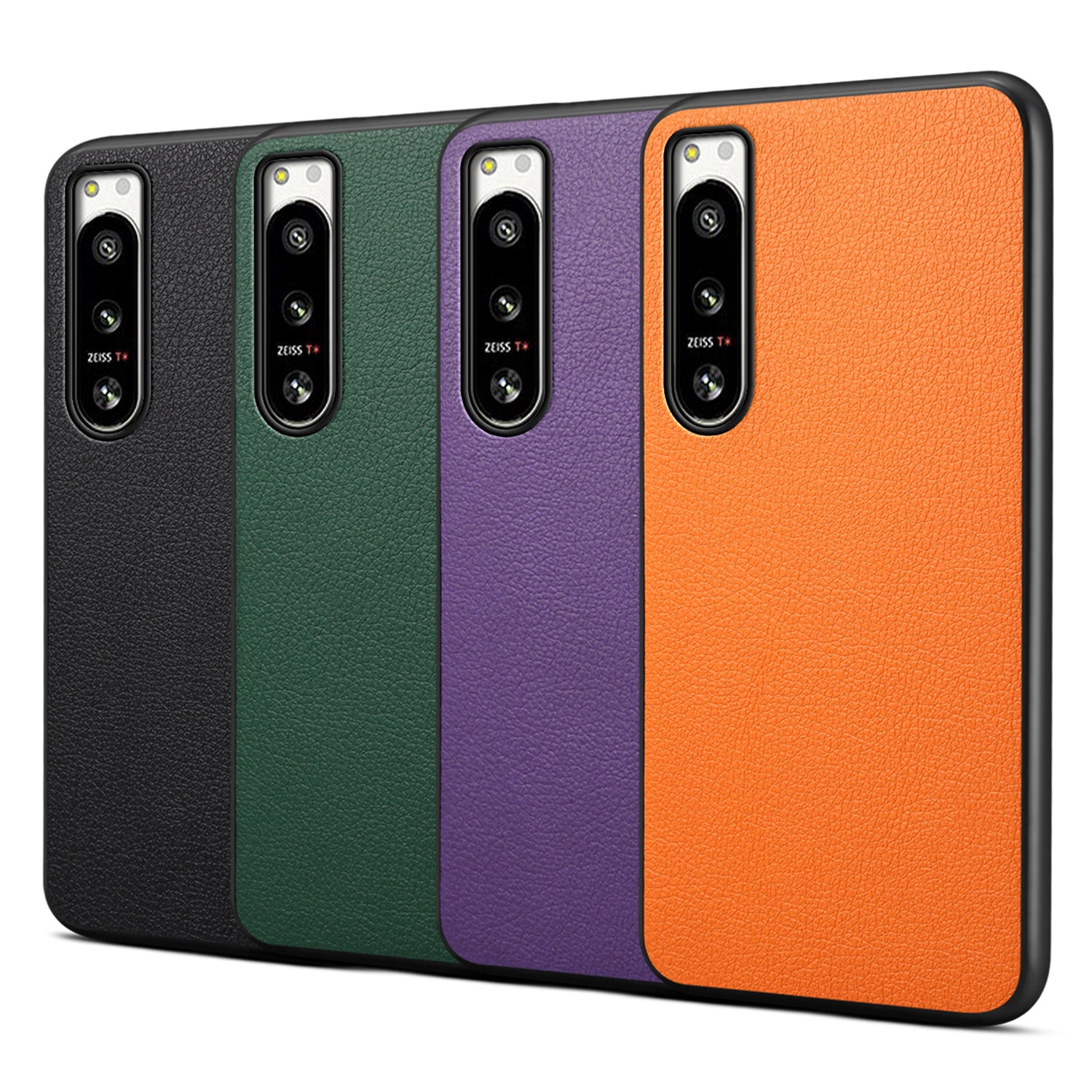 For Sony Xperia 5 IV 5G Phone Case Leather Coated PC+TPU Calf Texture Phone Cover