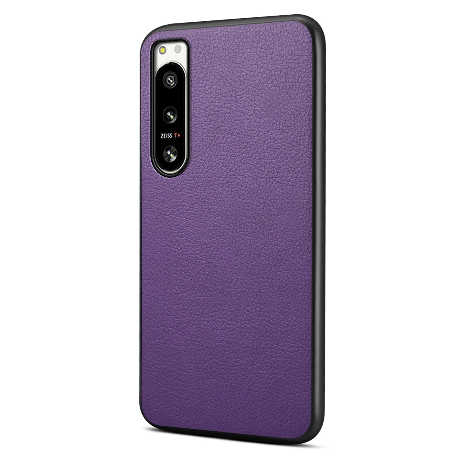 For Sony Xperia 5 IV 5G Phone Case Leather Coated PC+TPU Calf Texture Phone Cover