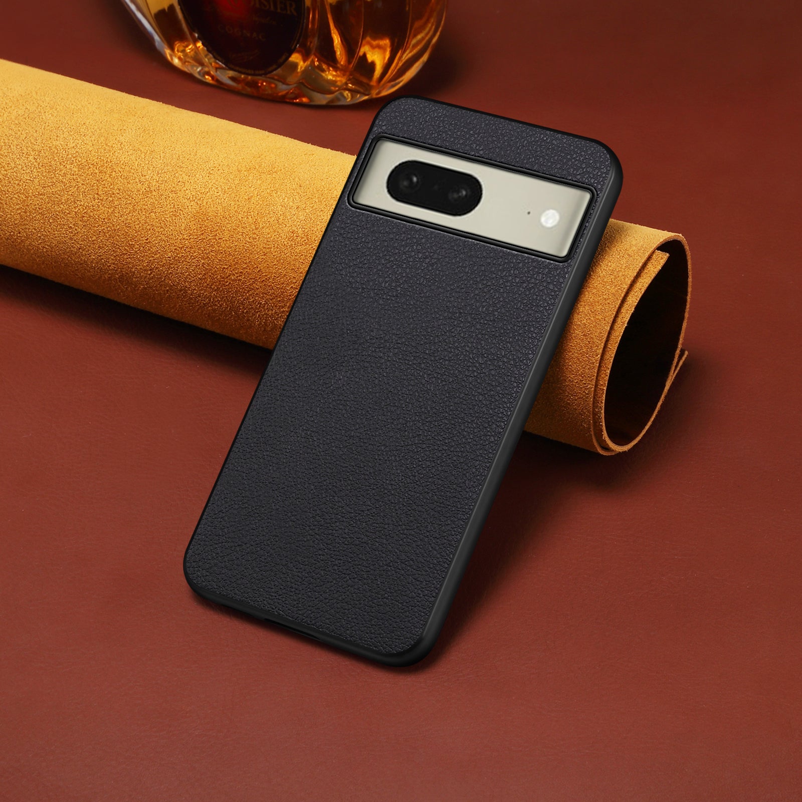For Google Pixel 8a Case Calf Texture PU Leather Coated PC+TPU Phone Cover