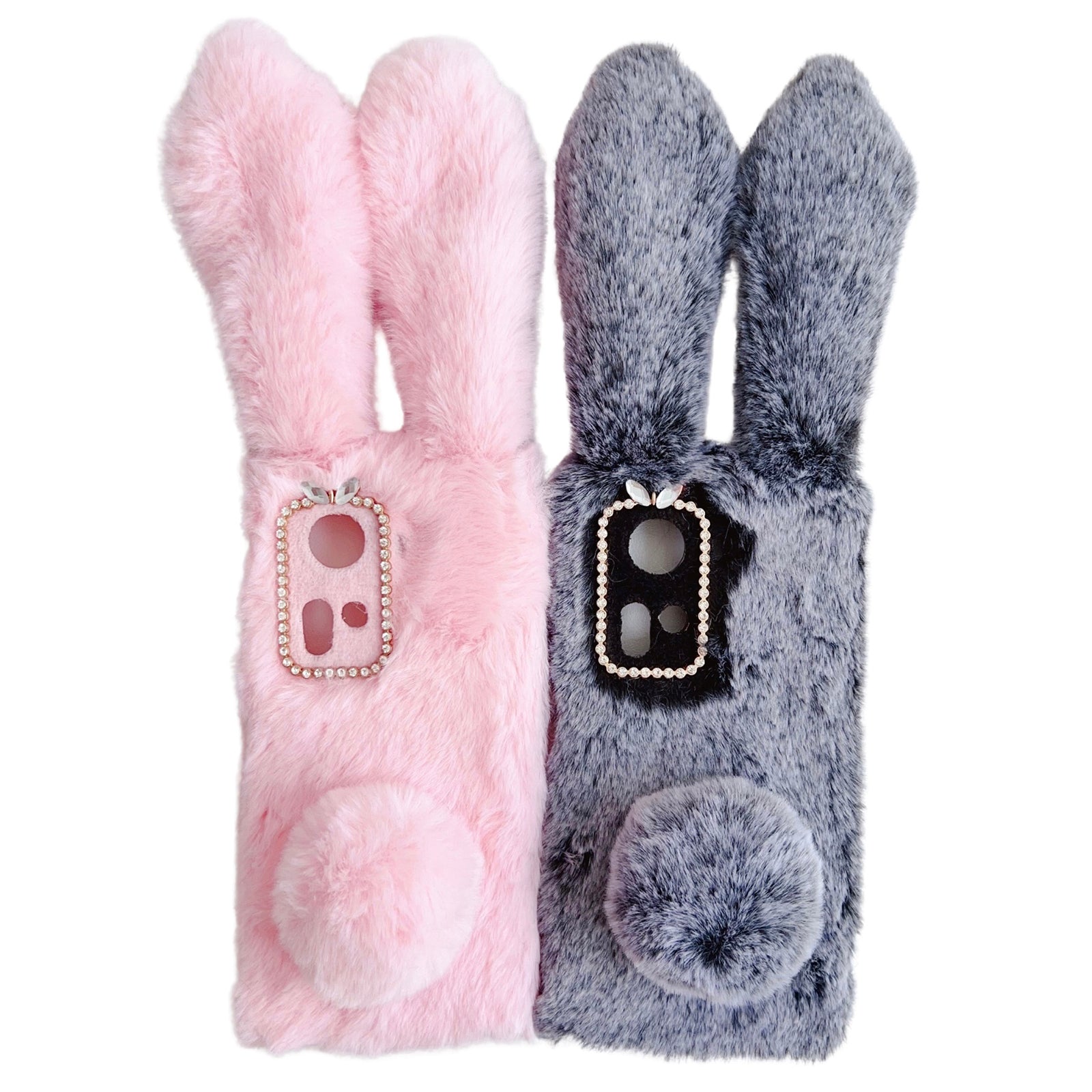 For Oppo Reno11 5G (Global) Case Bunny Ears Furry Soft Warm TPU Phone Cover