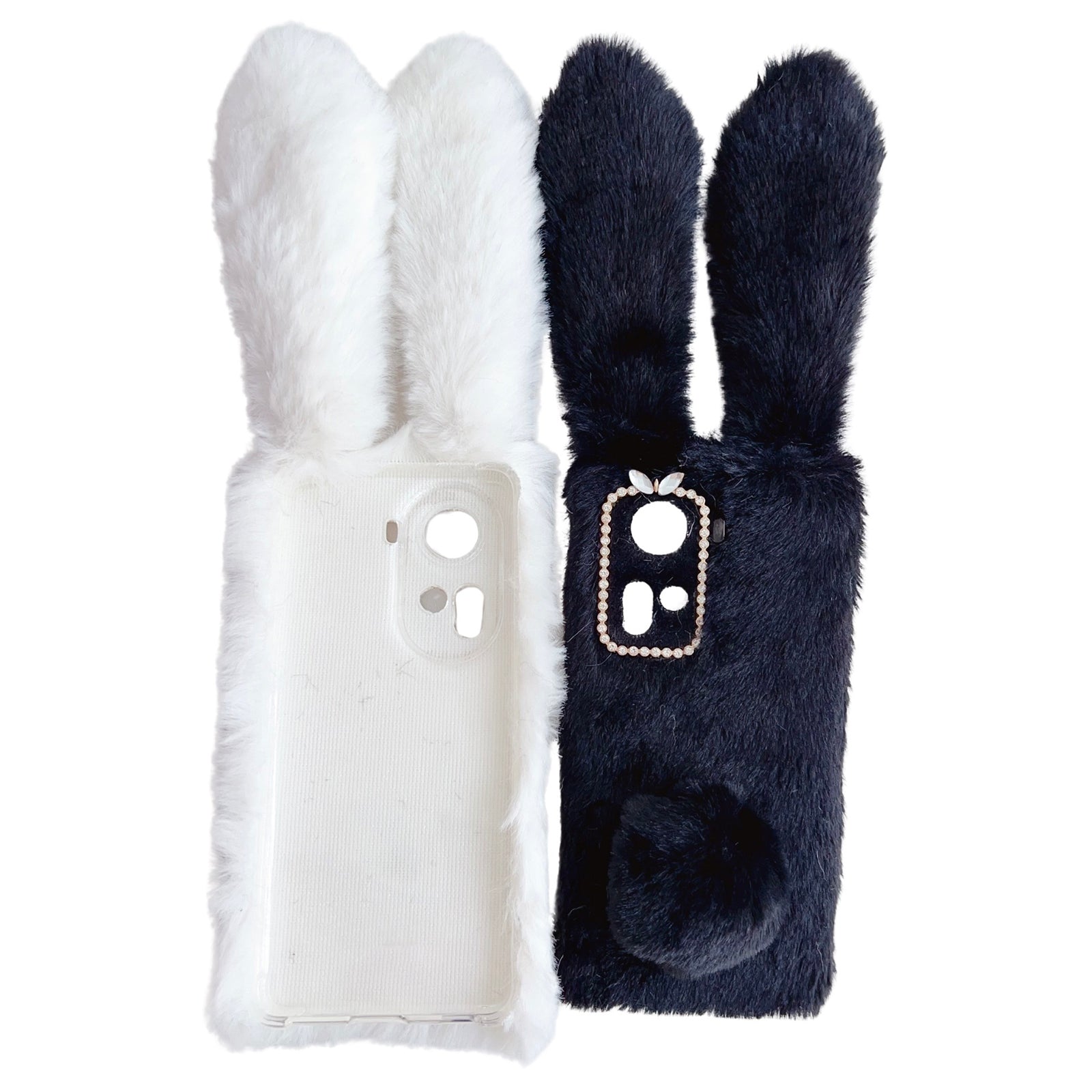 For Oppo Reno11 5G (Global) Case Bunny Ears Furry Soft Warm TPU Phone Cover