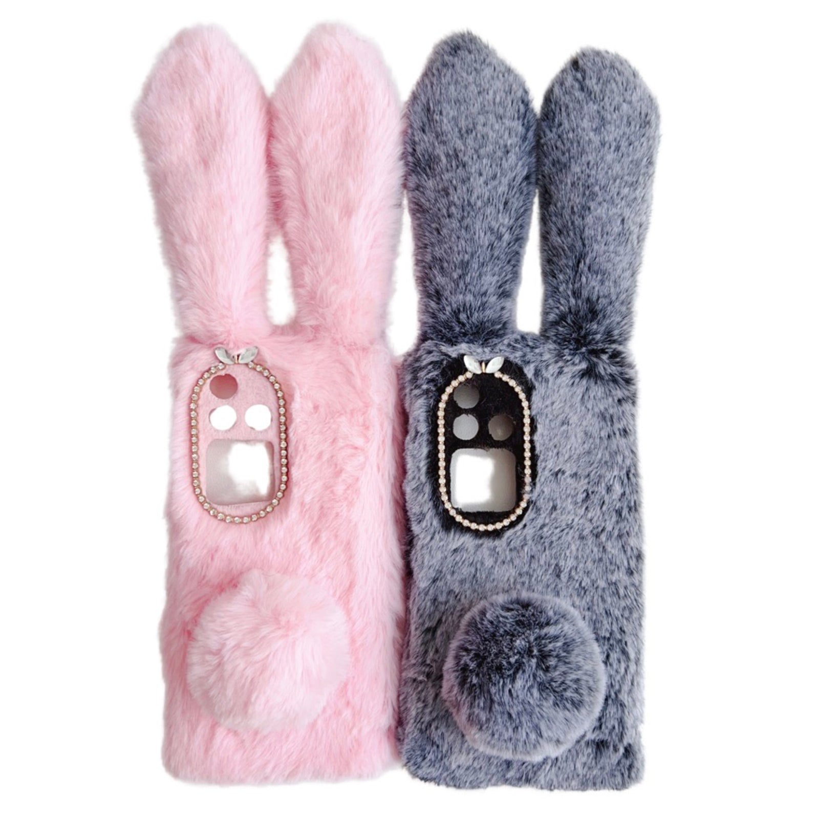 For vivo S18 Pro 5G Case 3D Bunny Ears TPU Phone Case with Fluffy Hairball