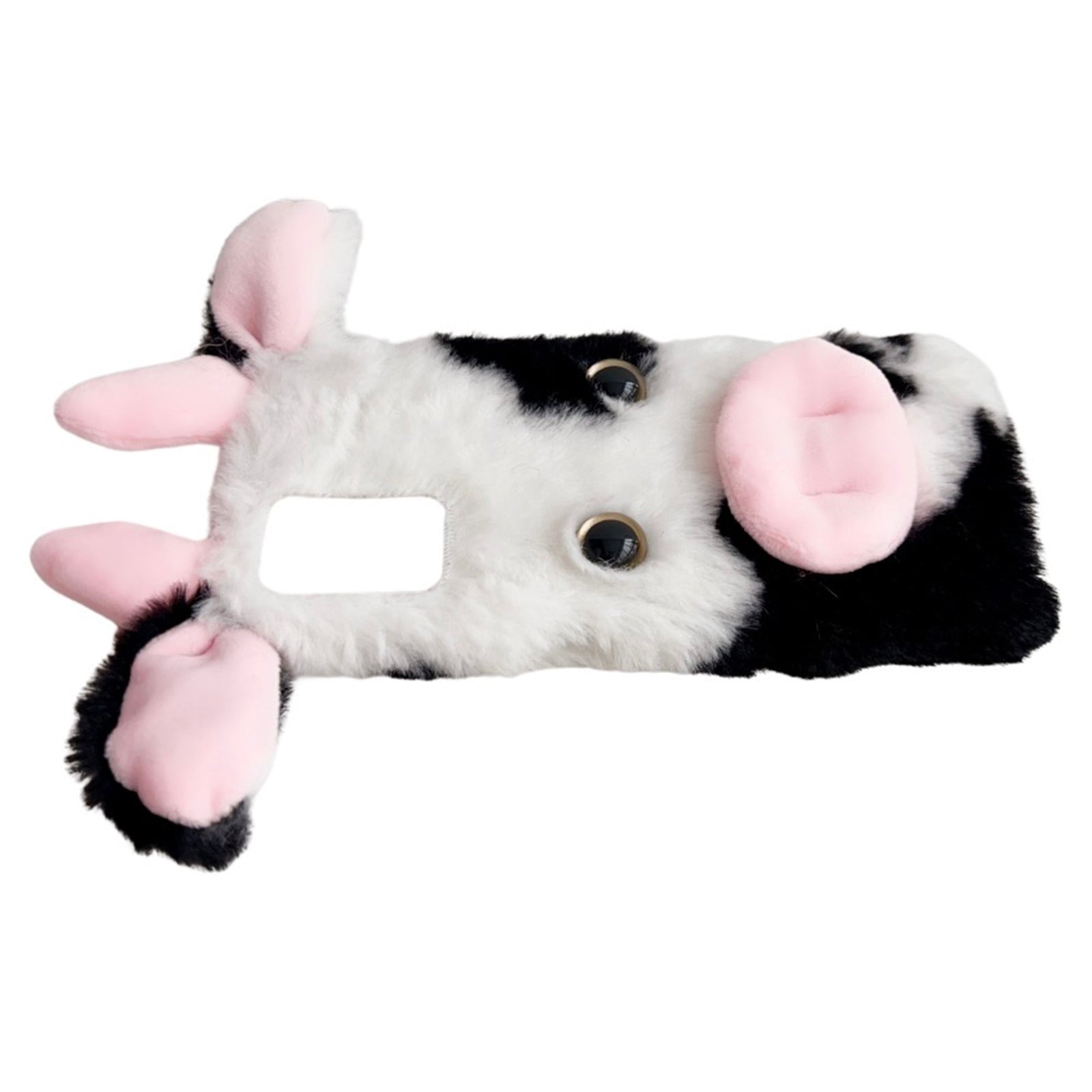 For Motorola Moto G34 5G Case 3D Cartoon Cows Ear Plush Protective Phone Cover