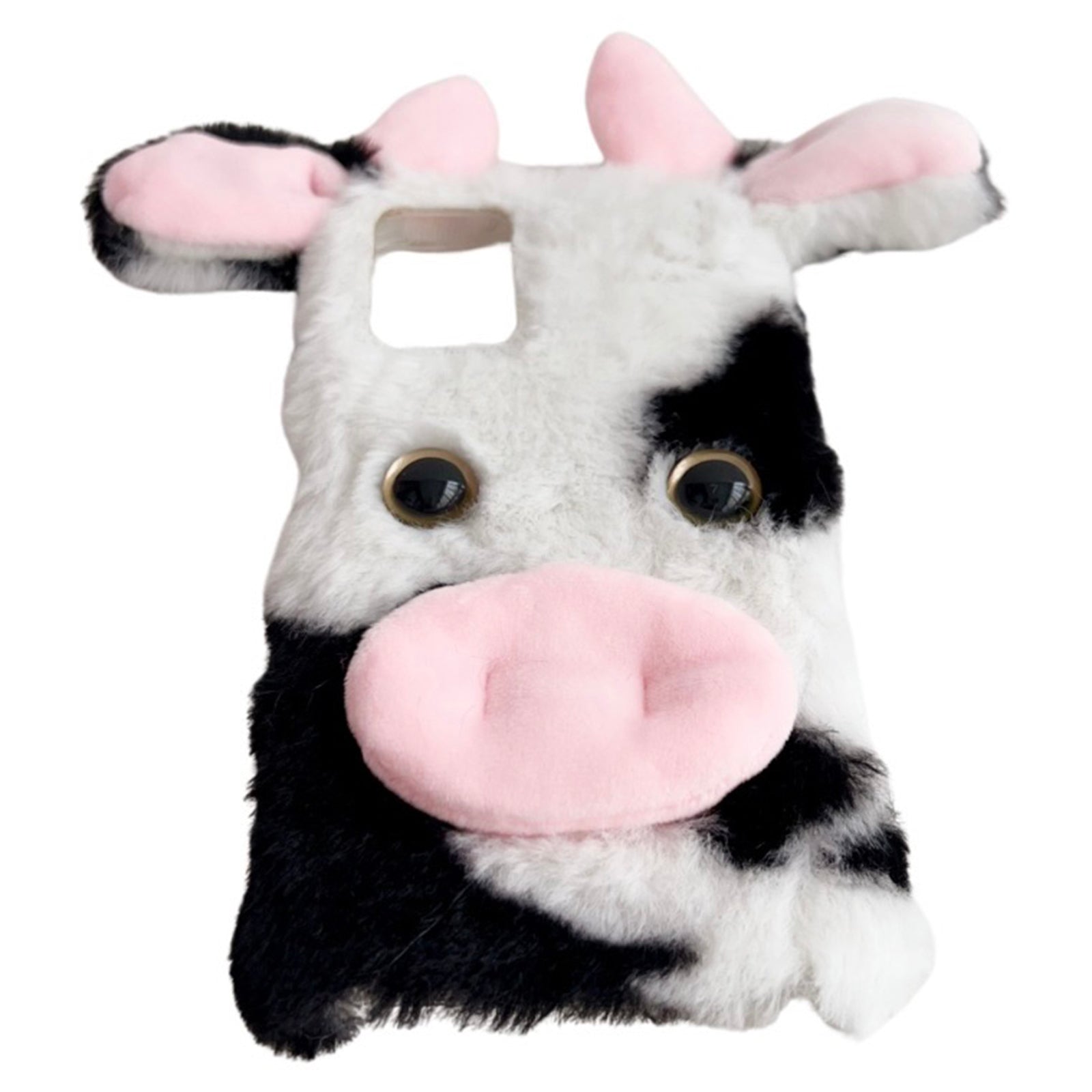 For Motorola Moto G34 5G Case 3D Cartoon Cows Ear Plush Protective Phone Cover