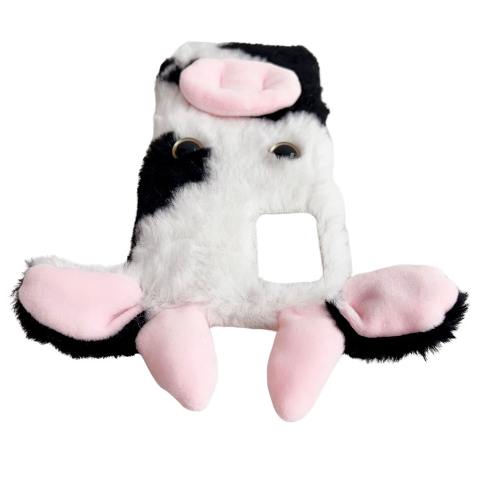 For Motorola Moto G34 5G Case 3D Cartoon Cows Ear Plush Protective Phone Cover