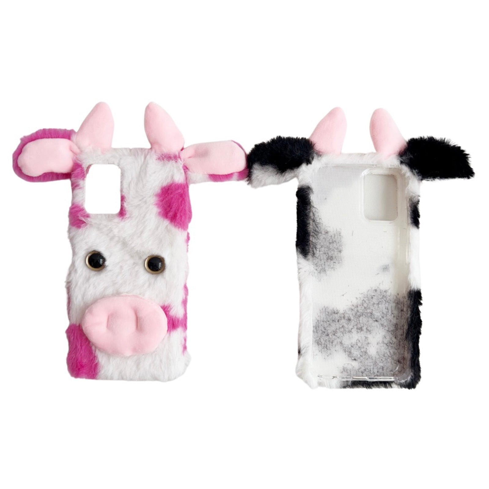 For Motorola Moto G34 5G Case 3D Cartoon Cows Ear Plush Protective Phone Cover