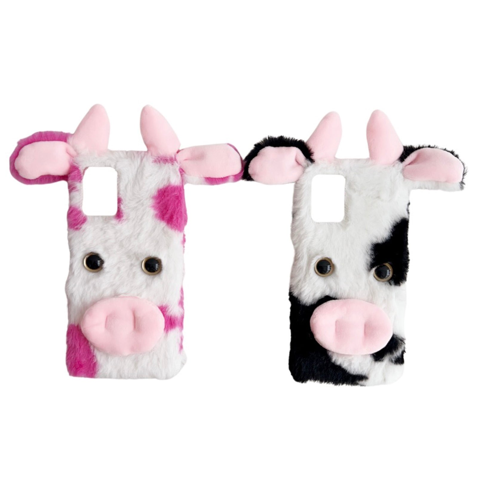 For Motorola Moto G34 5G Case 3D Cartoon Cows Ear Plush Protective Phone Cover