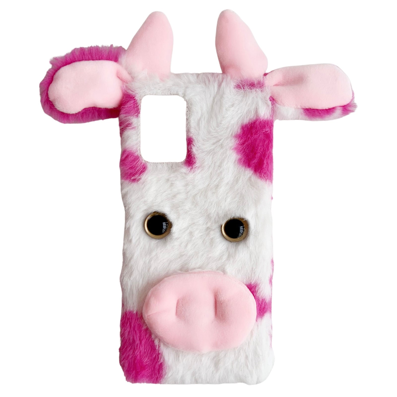 For Motorola Moto G34 5G Case 3D Cartoon Cows Ear Plush Protective Phone Cover