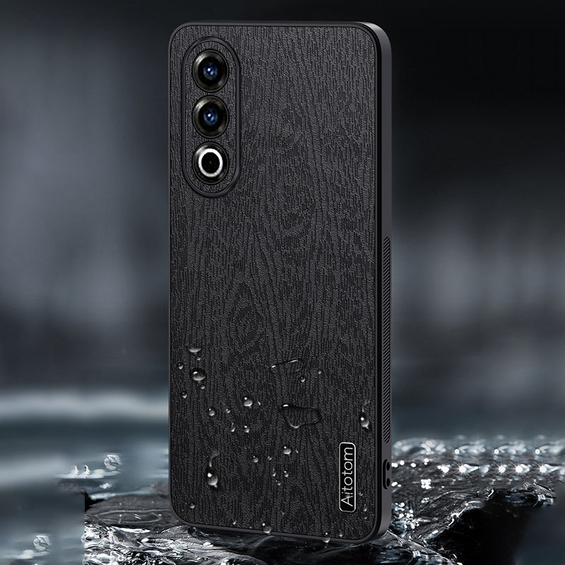 For OnePlus Ace 3V 5G Case Wood Texture Anti-scratch Leather+PC+TPU Back Cover