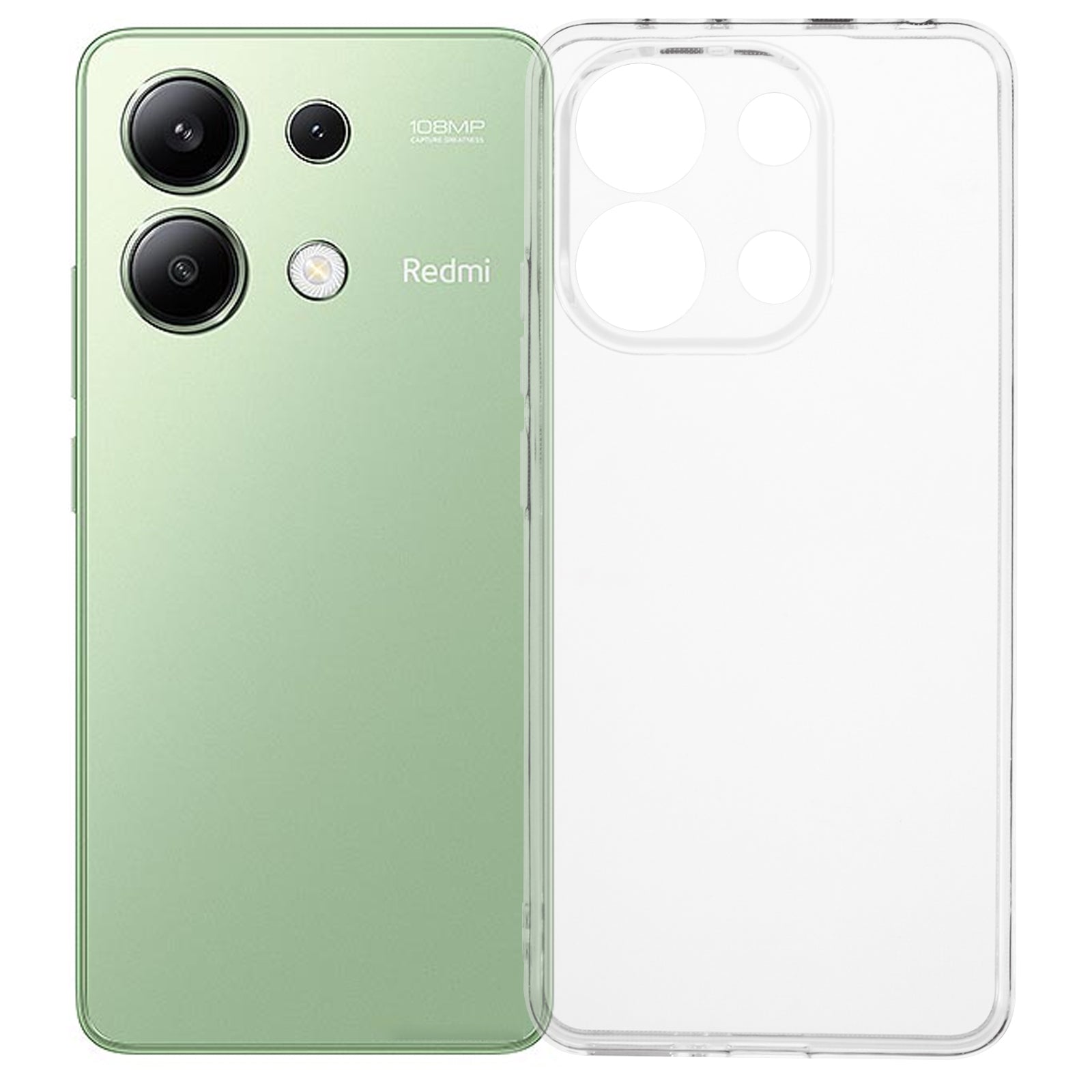 For Xiaomi Redmi Note 13 4G TPU Case Clear Watermark-Free 2.0mm Protective Phone Shell