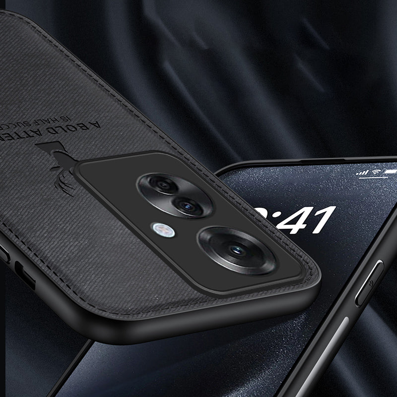 For Oppo Reno11 F 5G Case Deer Pattern Cloth Texture Leather+PC+TPU Phone Cover