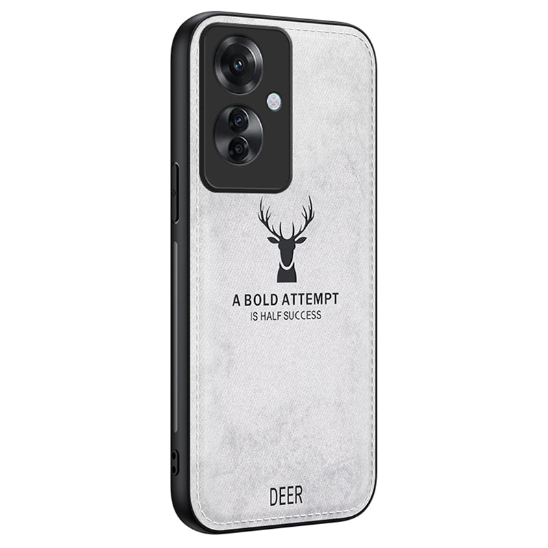 For Oppo Reno11 F 5G Case Deer Pattern Cloth Texture Leather+PC+TPU Phone Cover
