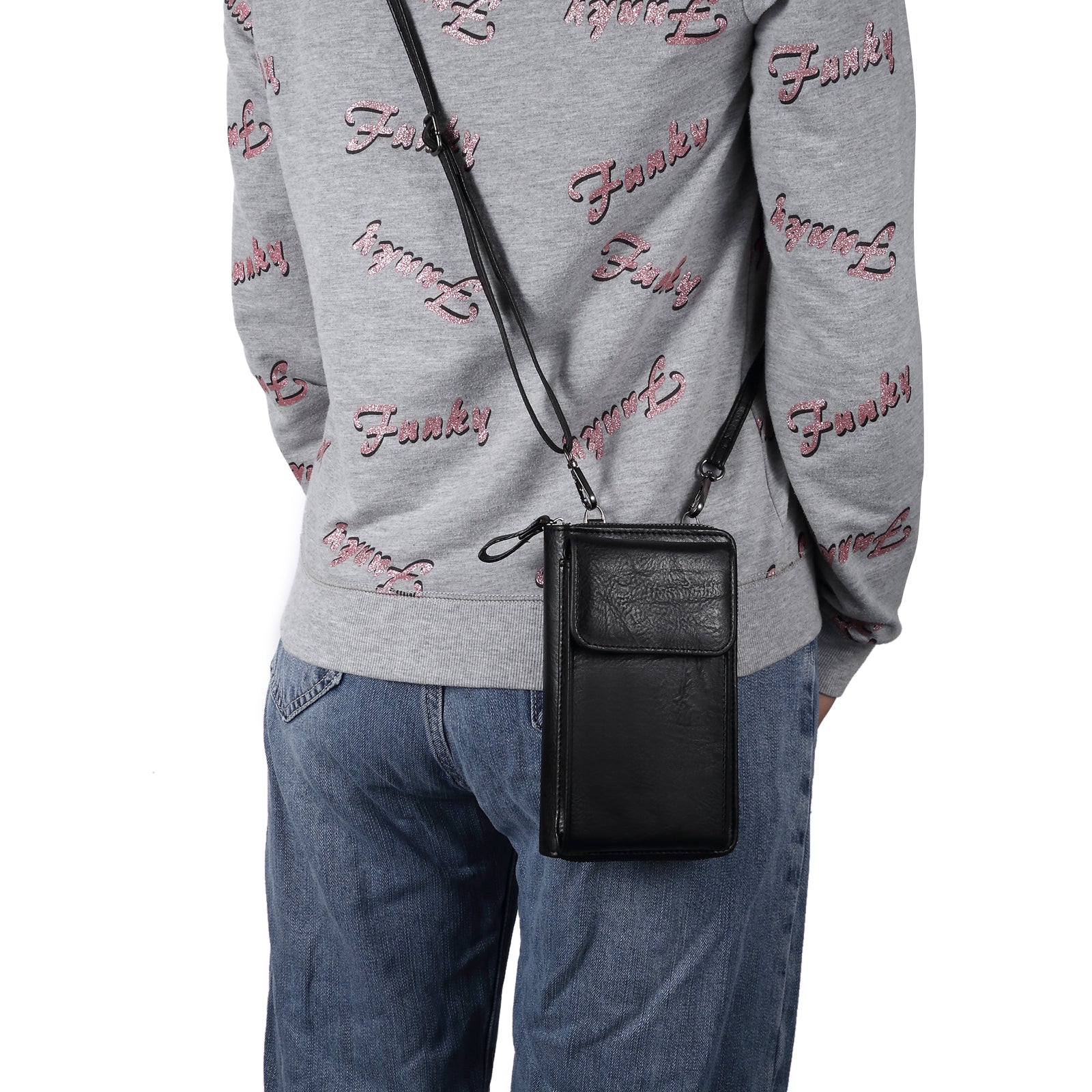 Crossbody Bag for 7.2-inch Phones and Below PU Leather Phone Shoulder Pouch