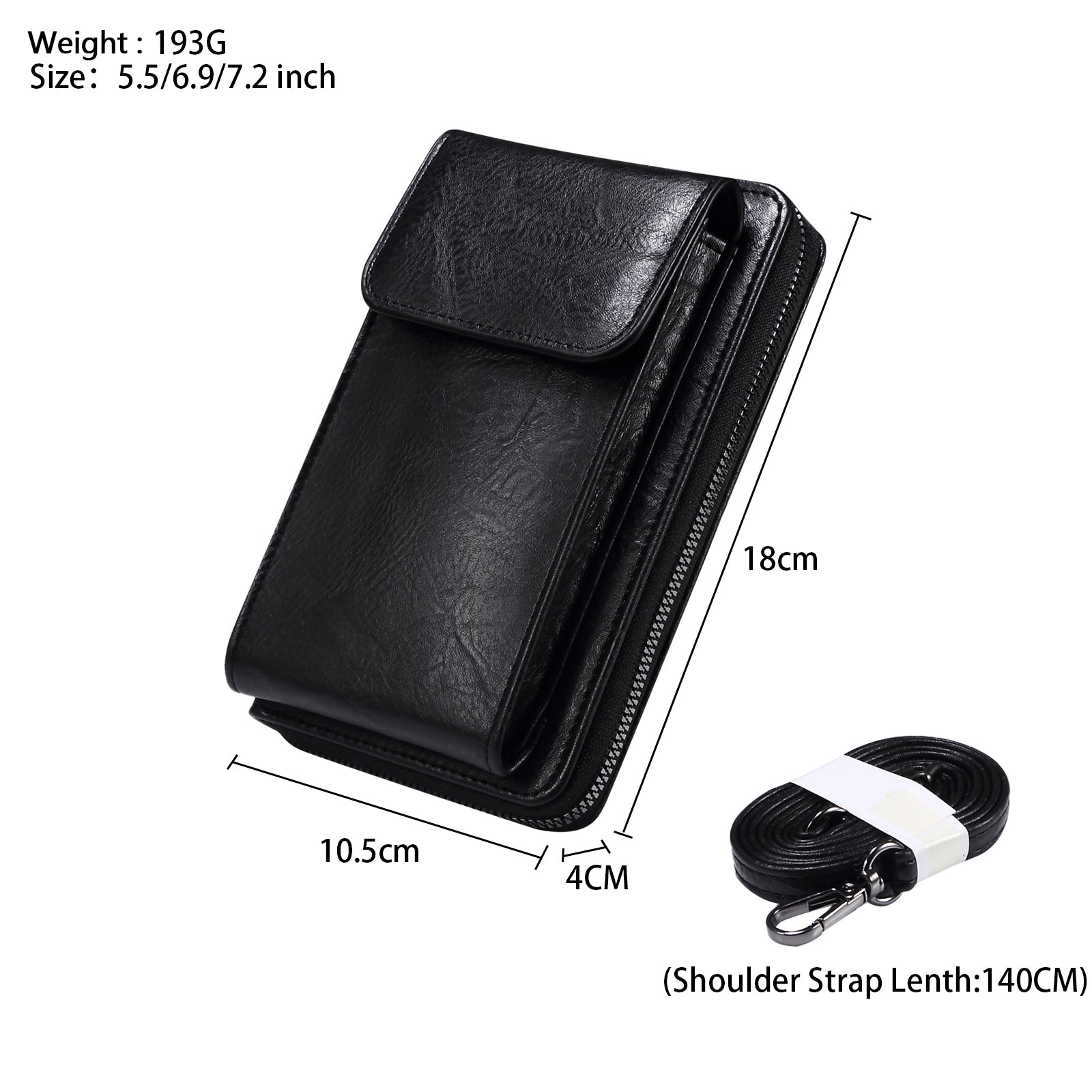 Crossbody Bag for 7.2-inch Phones and Below PU Leather Phone Shoulder Pouch