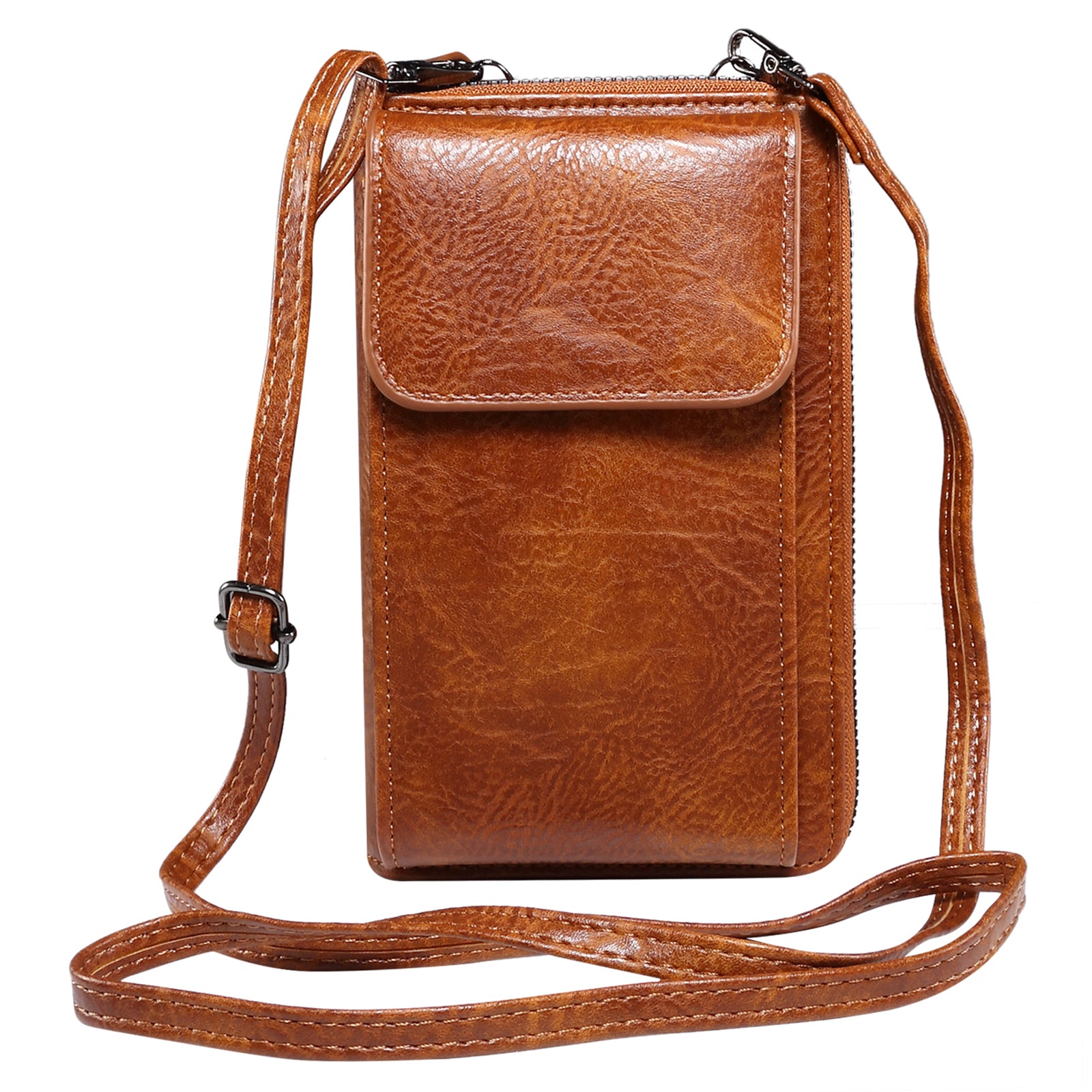 Crossbody Bag for 7.2-inch Phones and Below PU Leather Phone Shoulder Pouch
