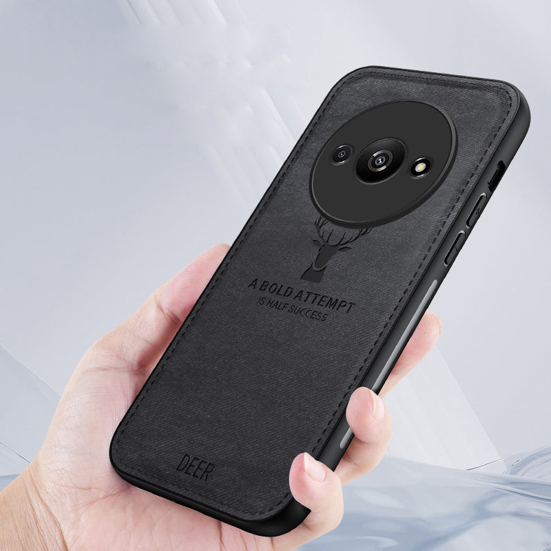 For Xiaomi Redmi A3 / Poco C61 4G Case Deer Pattern PU Leather Coated PC+TPU Phone Back Cover