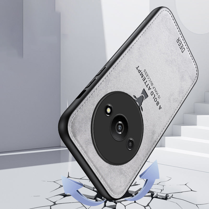 For Xiaomi Redmi A3 / Poco C61 4G Case Deer Pattern PU Leather Coated PC+TPU Phone Back Cover