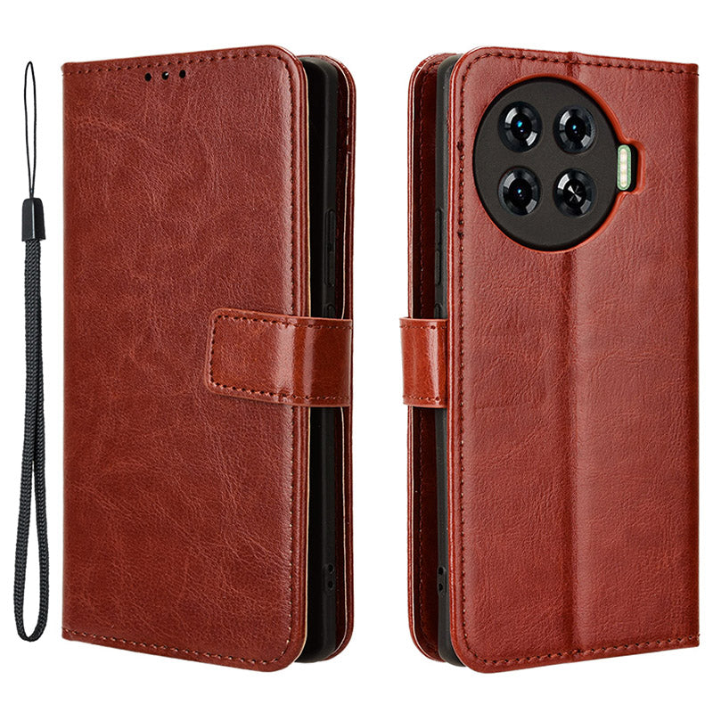 For Transsion Tecno Spark 20 Pro+ / KJ7 Case Crazy Horse Texture Stand Leather Phone Cover