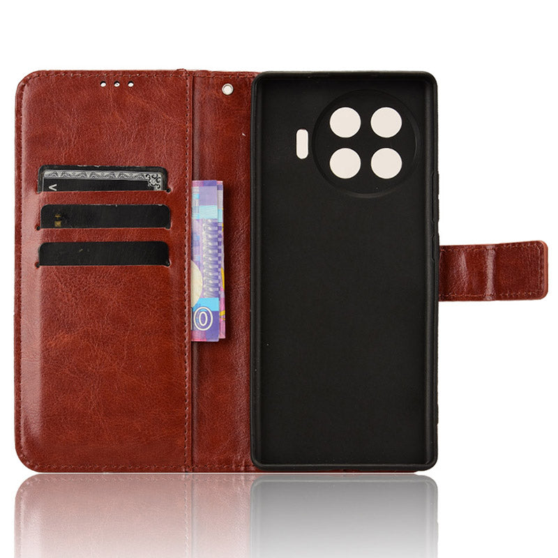 For Transsion Tecno Spark 20 Pro+ / KJ7 Case Crazy Horse Texture Stand Leather Phone Cover