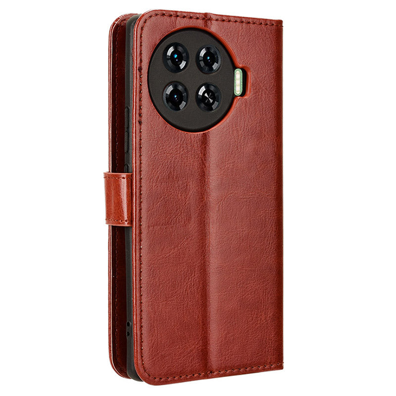 For Transsion Tecno Spark 20 Pro+ / KJ7 Case Crazy Horse Texture Stand Leather Phone Cover