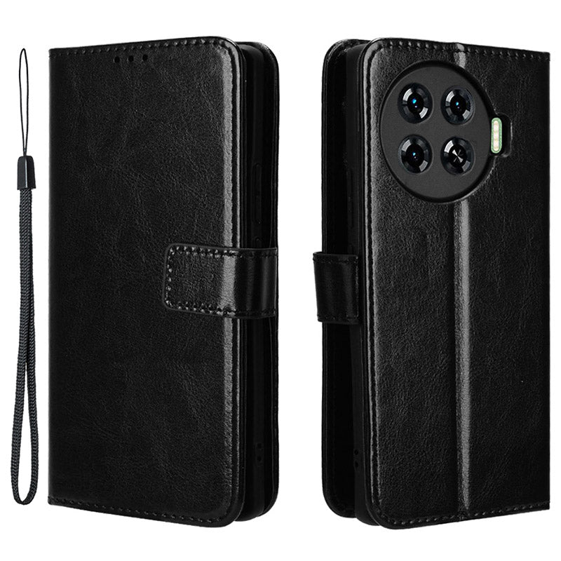For Transsion Tecno Spark 20 Pro+ / KJ7 Case Crazy Horse Texture Stand Leather Phone Cover
