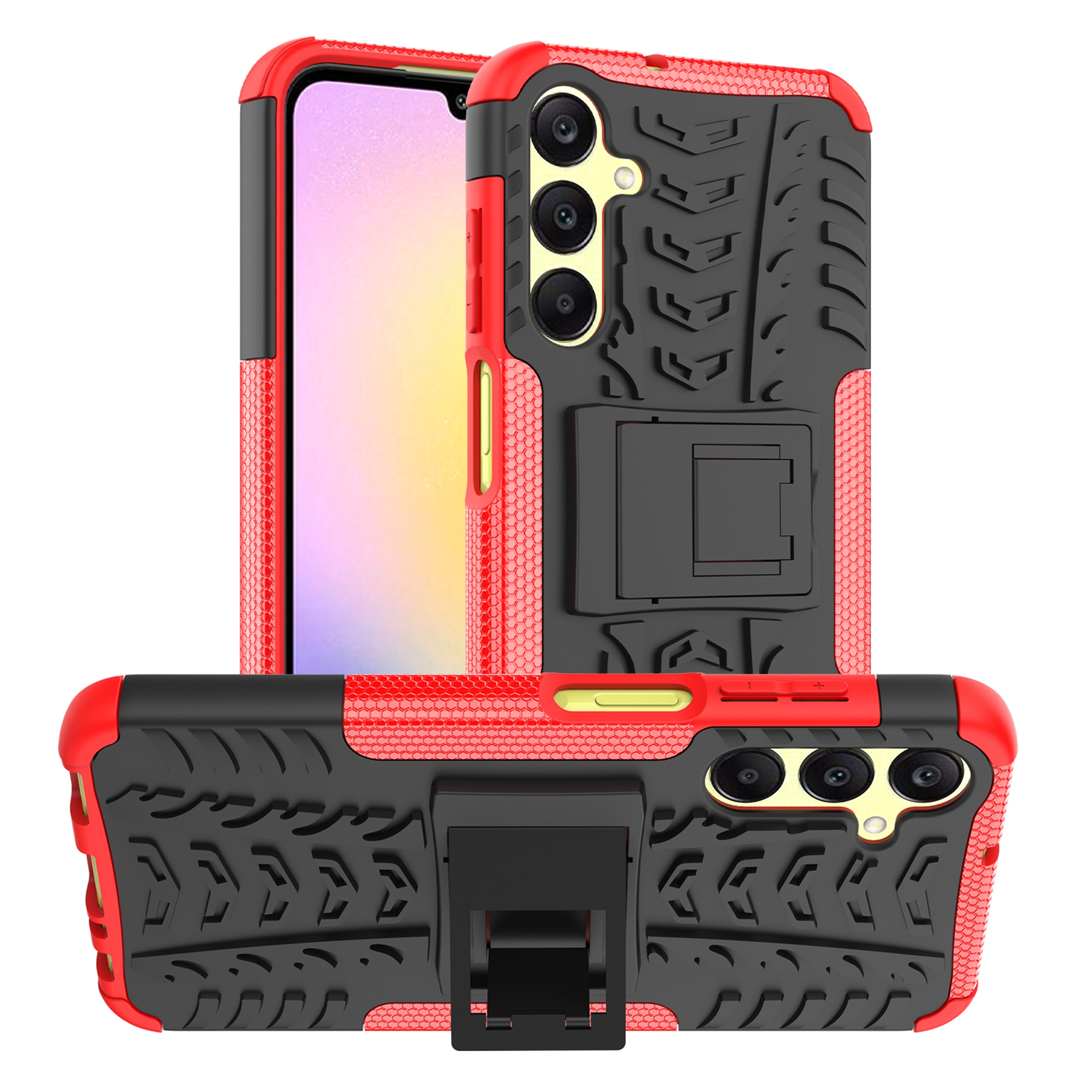 For Samsung Galaxy A25 5G (Global) (161.0 x 76.5 x 8.3mm) Case PC+TPU 2-in-1 Tire Texture Cover with Kickstand