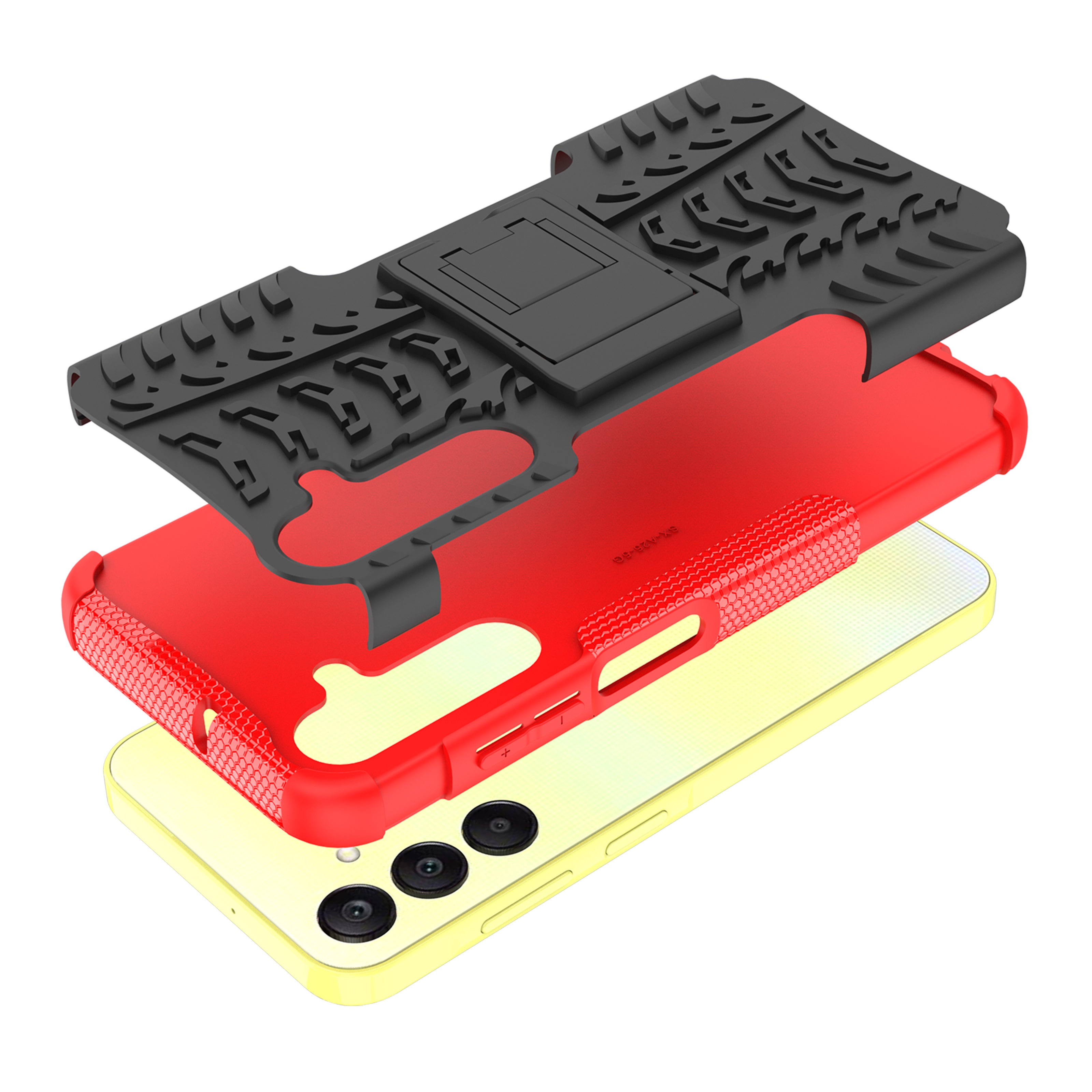 For Samsung Galaxy A25 5G (Global) (161.0 x 76.5 x 8.3mm) Case PC+TPU 2-in-1 Tire Texture Cover with Kickstand