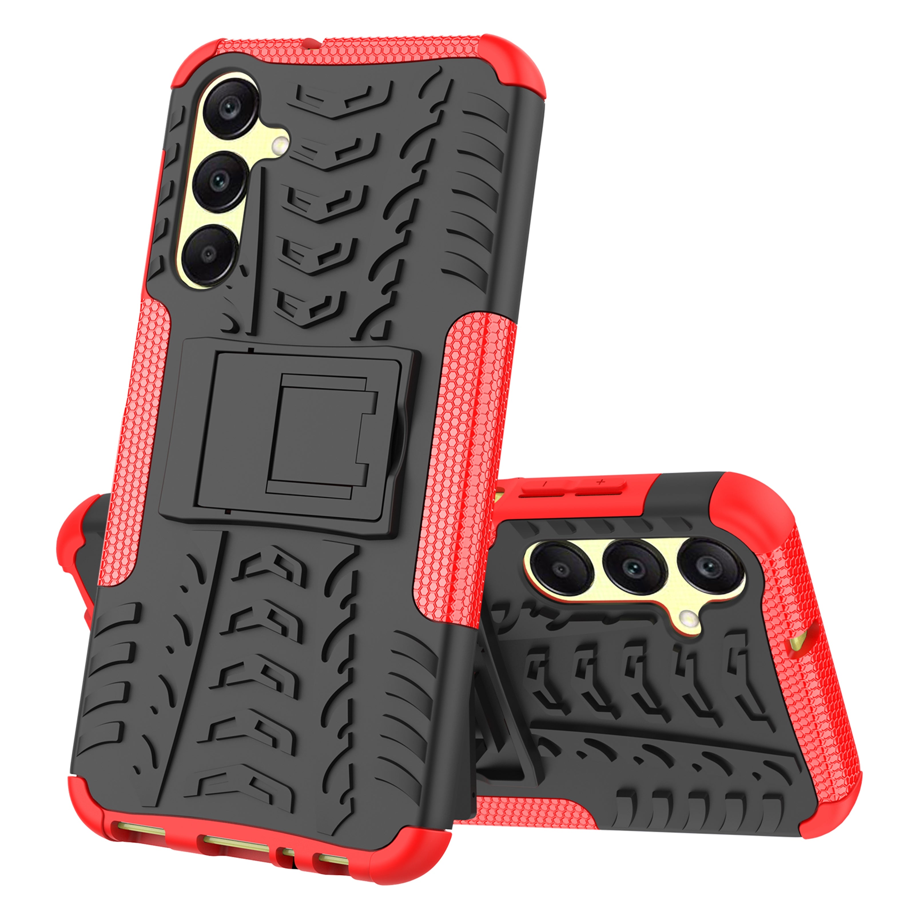 For Samsung Galaxy A25 5G (Global) (161.0 x 76.5 x 8.3mm) Case PC+TPU 2-in-1 Tire Texture Cover with Kickstand