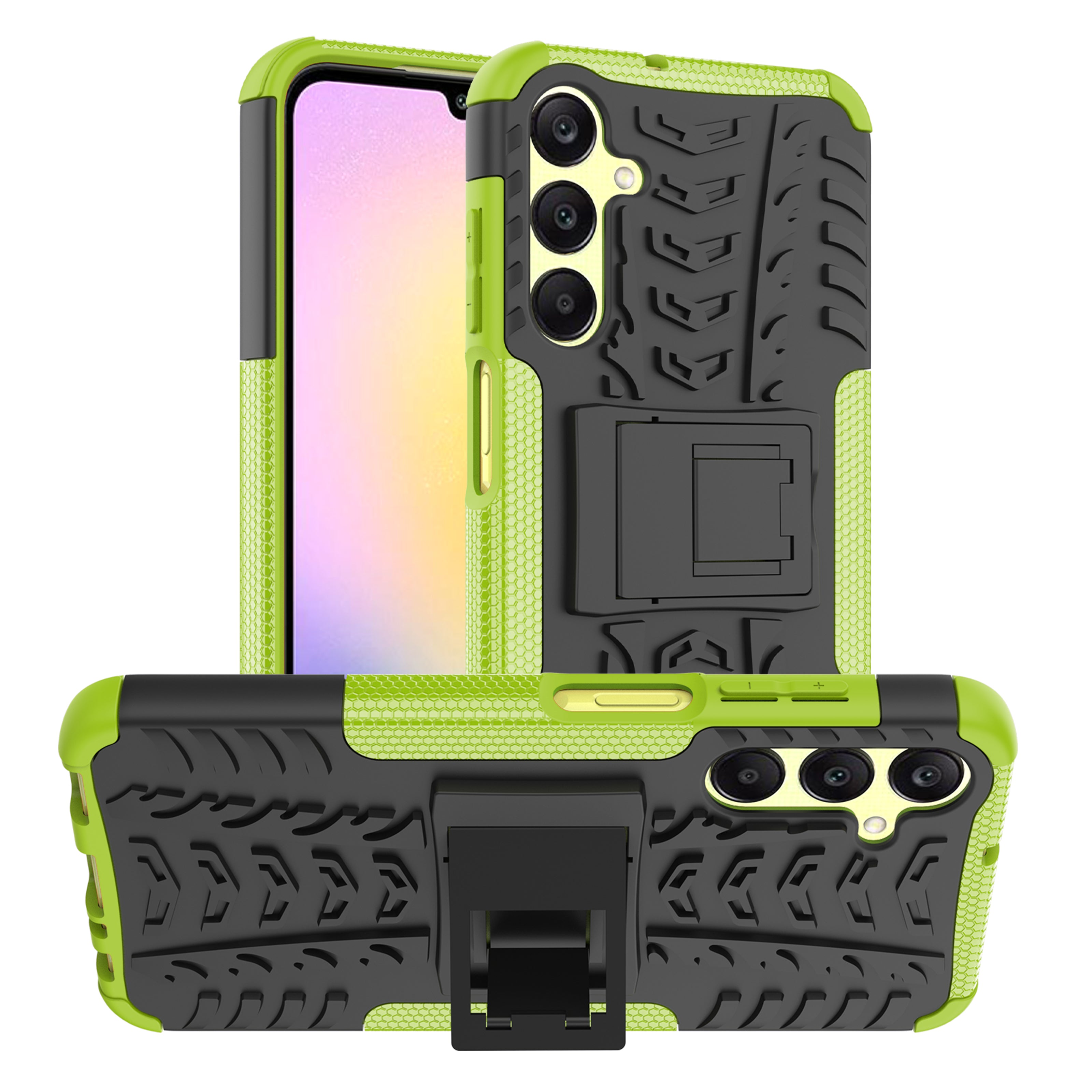 For Samsung Galaxy A25 5G (Global) (161.0 x 76.5 x 8.3mm) Case PC+TPU 2-in-1 Tire Texture Cover with Kickstand