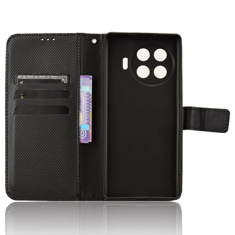For Transsion Tecno Spark 20 Pro+ KJ7 Case Diamond Texture PU Leather Folio Phone Cover