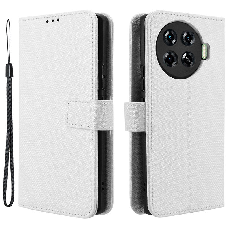 For Transsion Tecno Spark 20 Pro+ KJ7 Case Diamond Texture PU Leather Folio Phone Cover