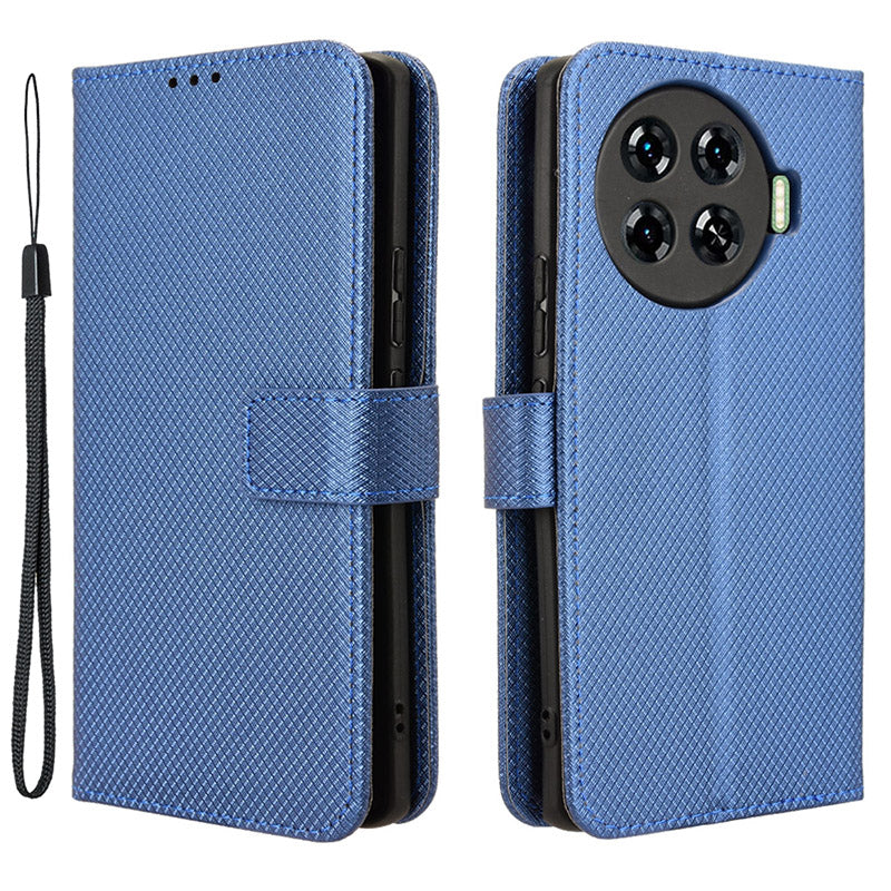 For Transsion Tecno Spark 20 Pro+ KJ7 Case Diamond Texture PU Leather Folio Phone Cover