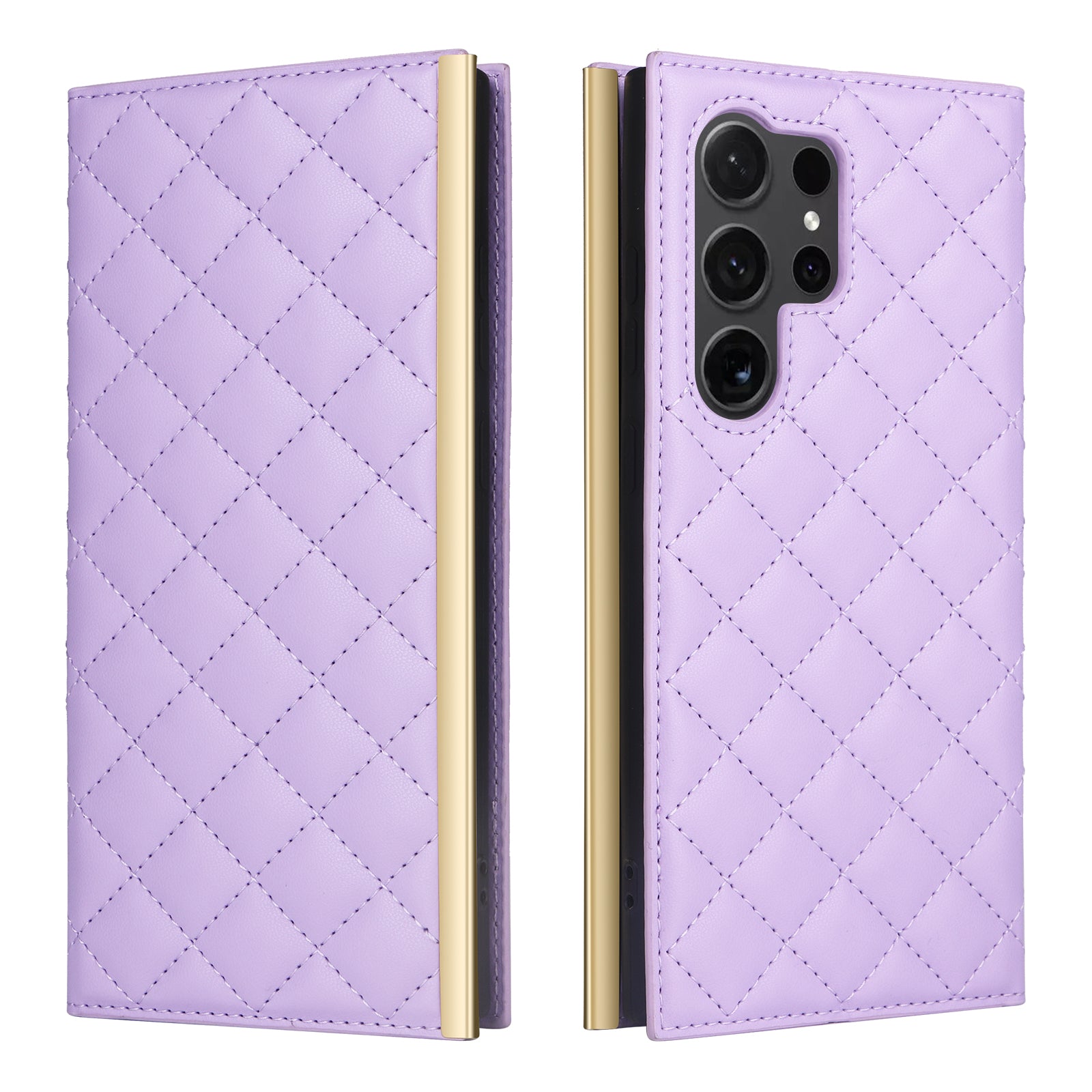 For Samsung Galaxy S24 Ultra Suction Cup PU Leather Phone Case Stand Wallet Phone Cover Shoulder Bag