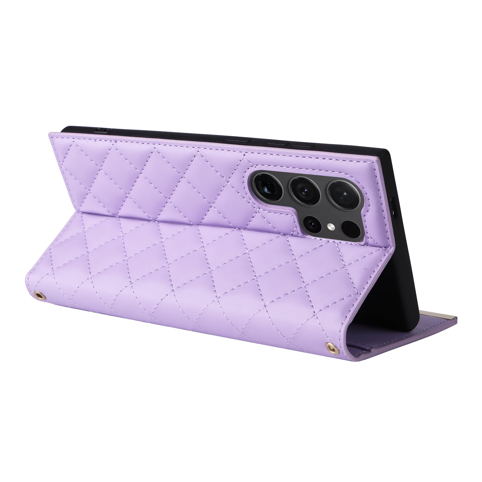 For Samsung Galaxy S24 Ultra Suction Cup PU Leather Phone Case Stand Wallet Phone Cover Shoulder Bag