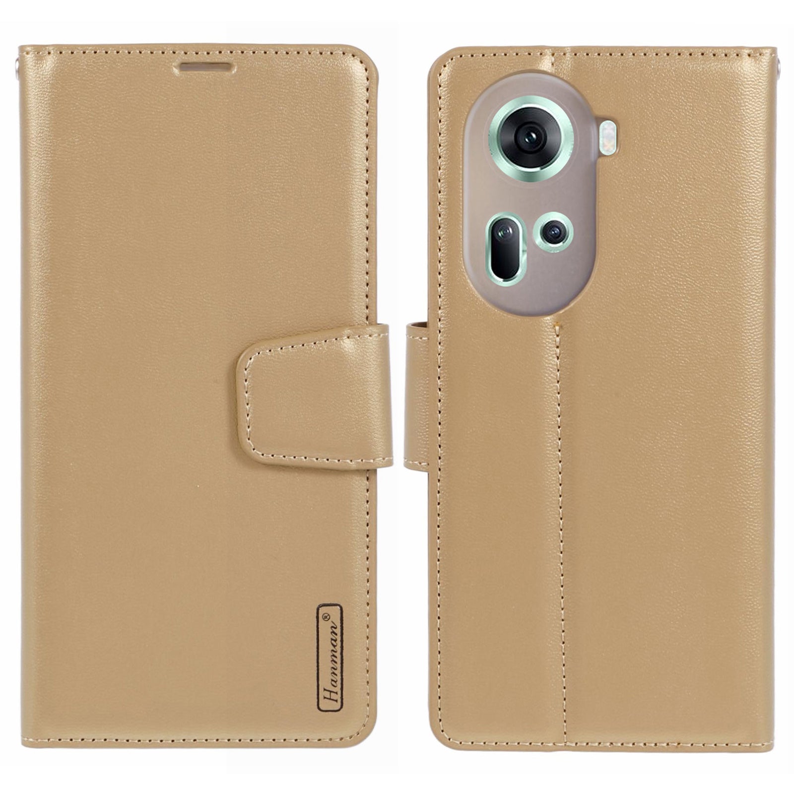 HANMAN Mill Series For Oppo Reno11 5G (Global) Magnetic Case PU Leather Phone Cover with Foldable Stand