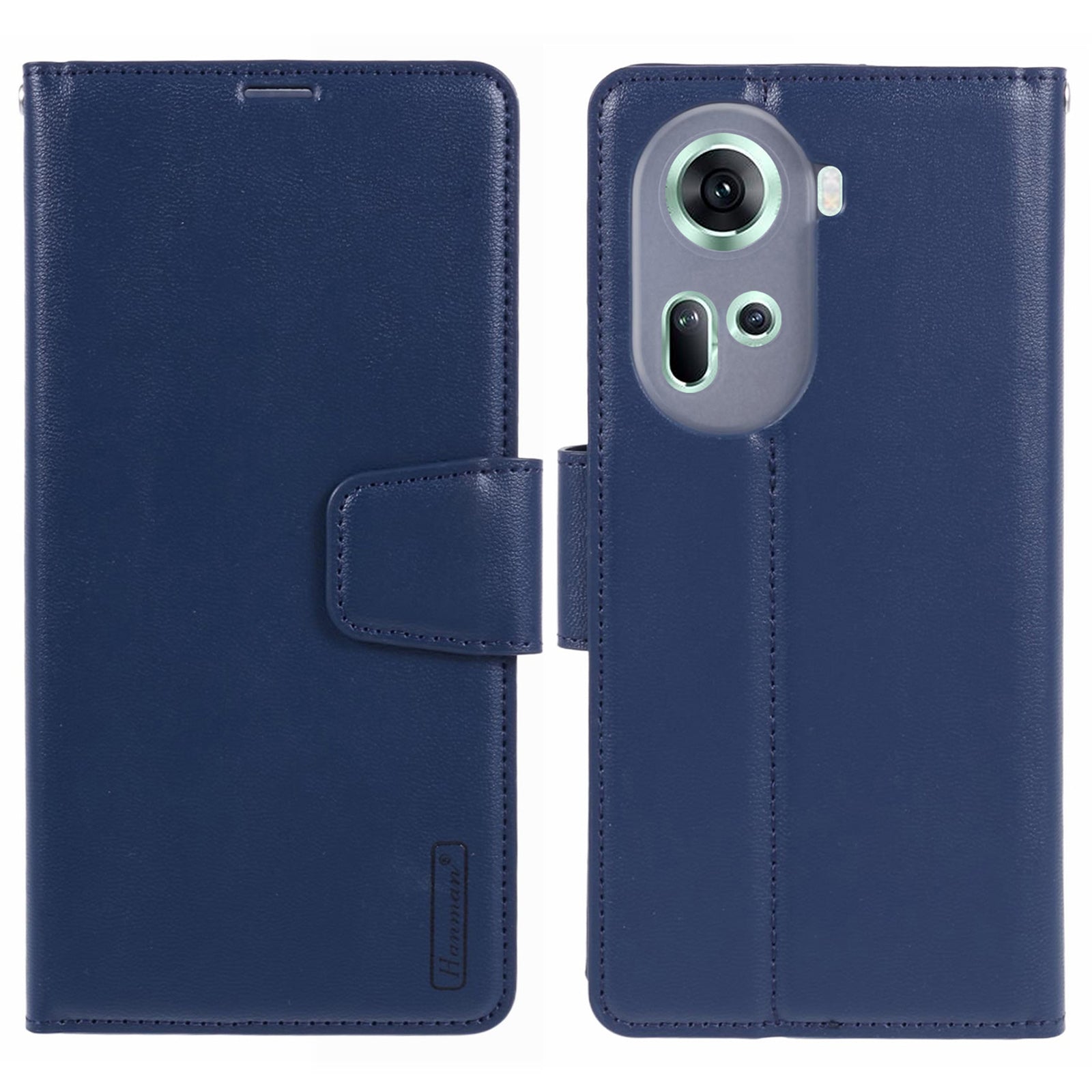 HANMAN Mill Series For Oppo Reno11 5G (Global) Magnetic Case PU Leather Phone Cover with Foldable Stand
