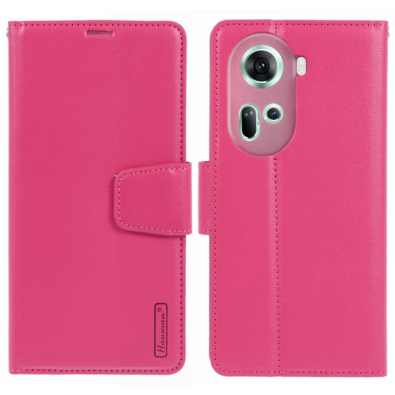 HANMAN Mill Series For Oppo Reno11 5G (Global) Magnetic Case PU Leather Phone Cover with Foldable Stand