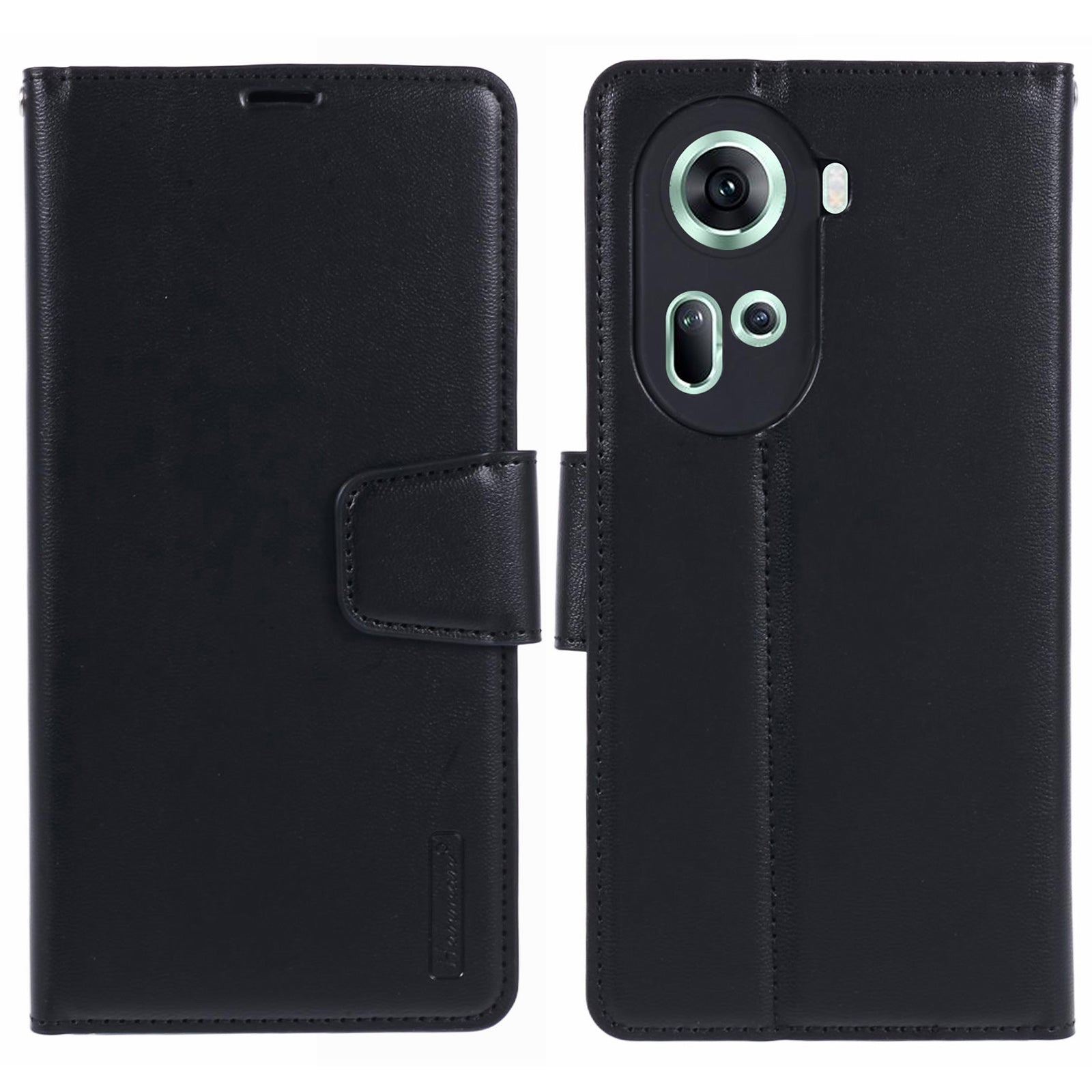 HANMAN Mill Series For Oppo Reno11 5G (Global) Magnetic Case PU Leather Phone Cover with Foldable Stand