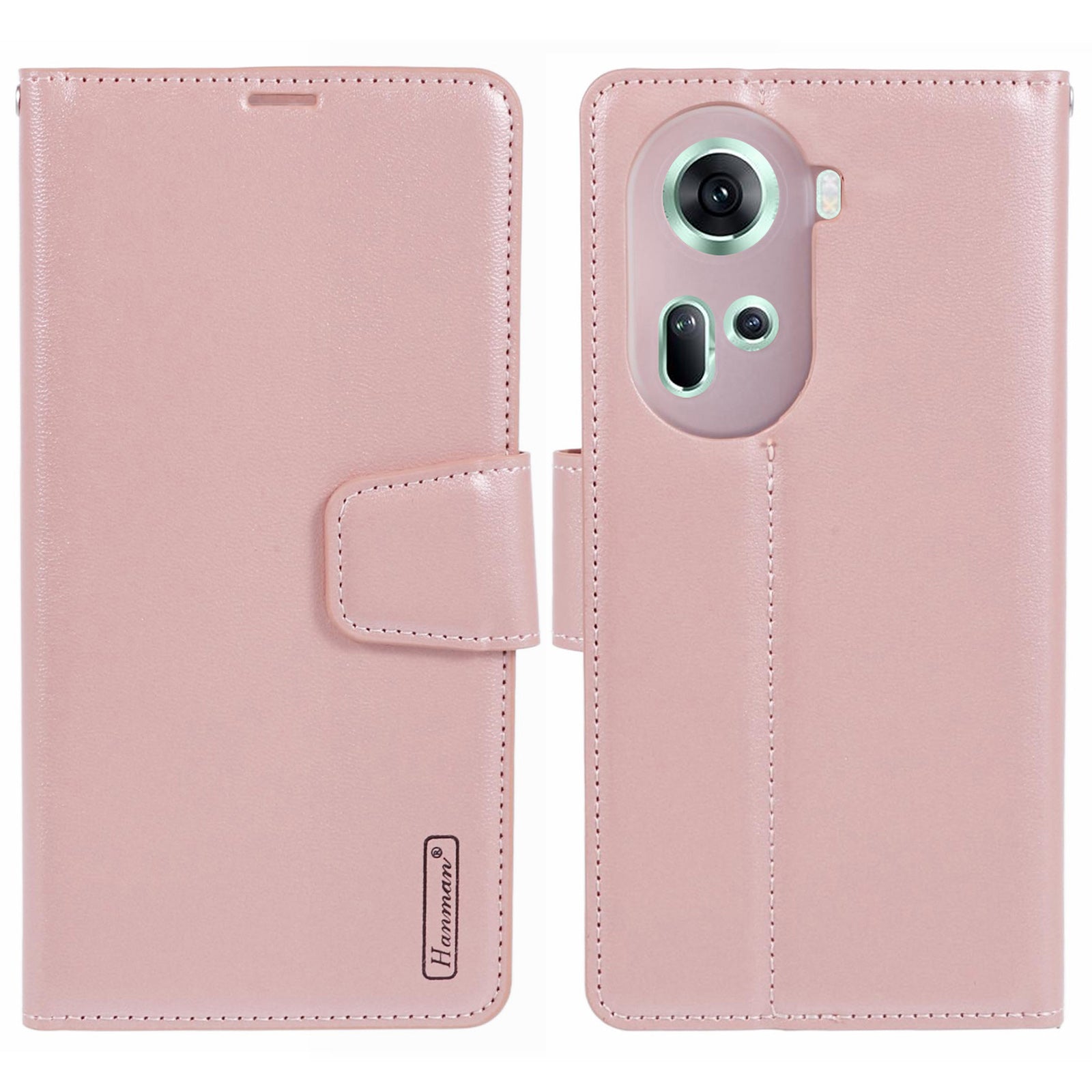 HANMAN Mill Series For Oppo Reno11 5G (Global) Magnetic Case PU Leather Phone Cover with Foldable Stand