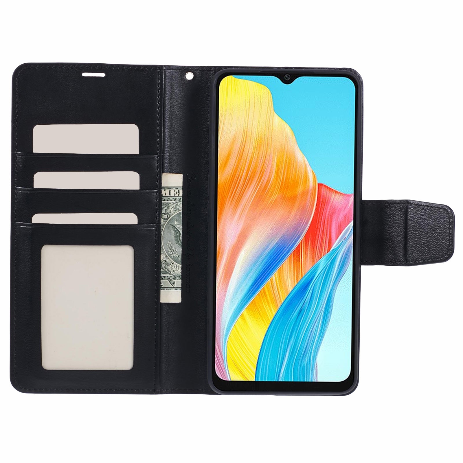 HANMAN Mill Series For Oppo A38 4G / A18 4G Phone Cover PU Leather Wallet Anti-drop Shell