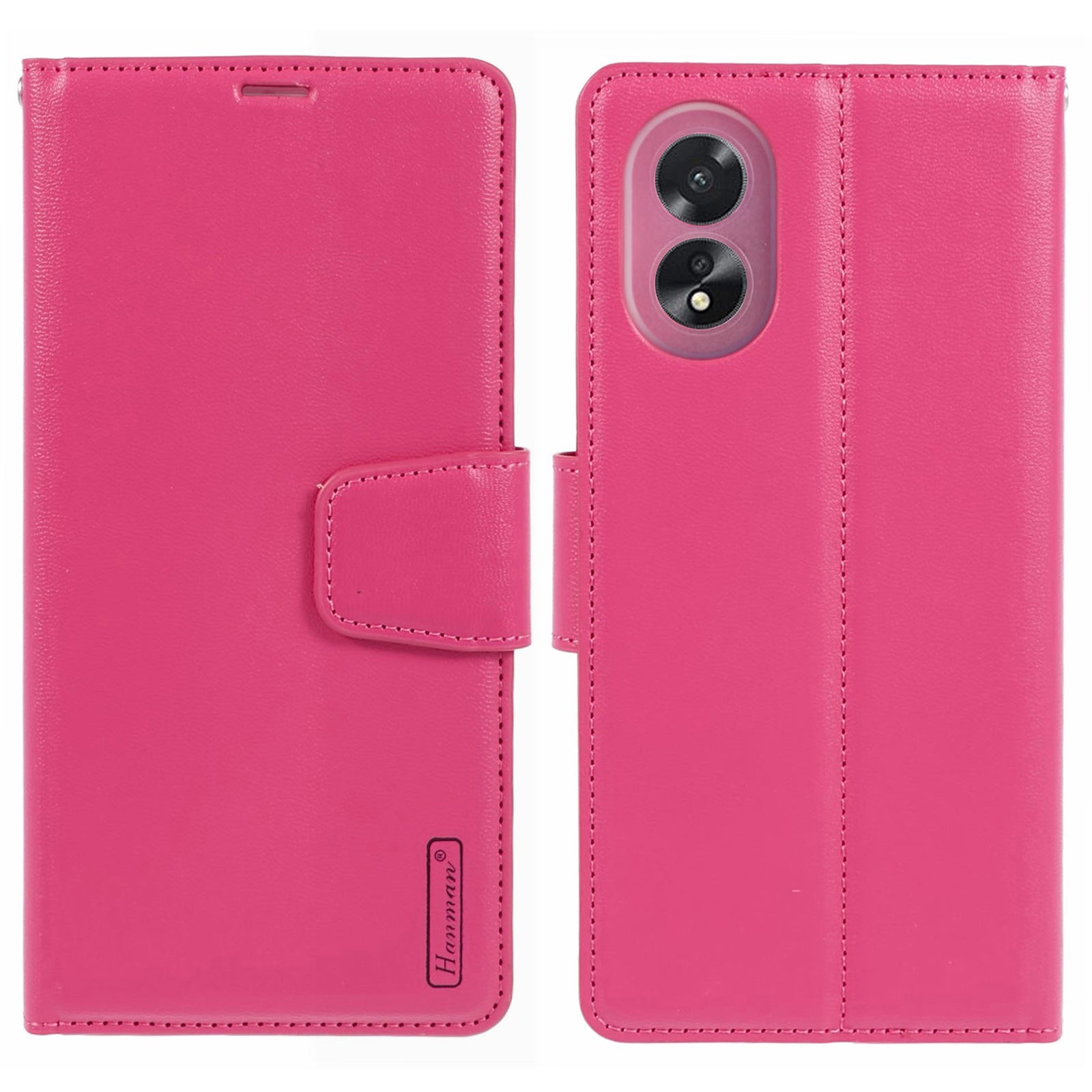 HANMAN Mill Series For Oppo A38 4G / A18 4G Phone Cover PU Leather Wallet Anti-drop Shell