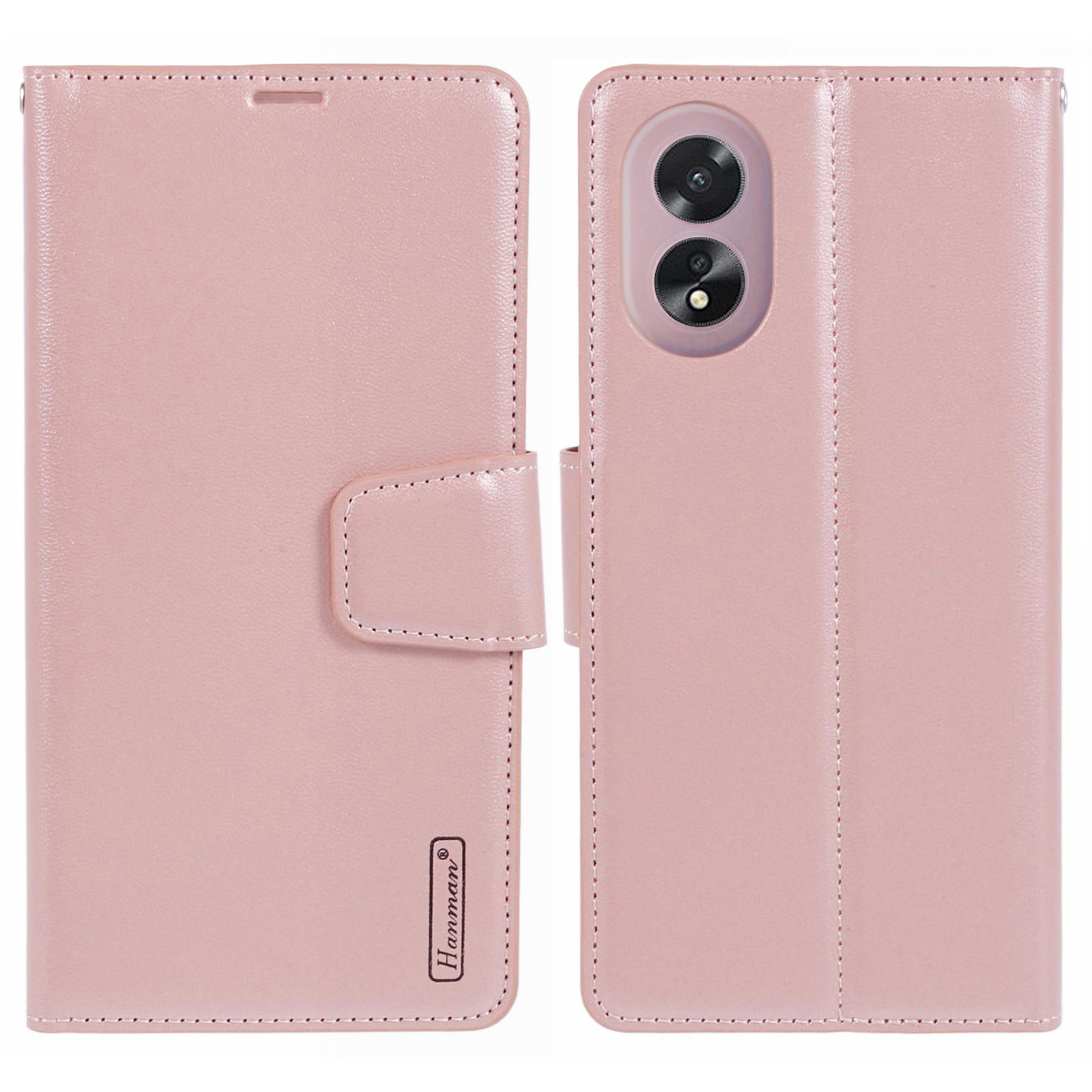 HANMAN Mill Series For Oppo A38 4G / A18 4G Phone Cover PU Leather Wallet Anti-drop Shell