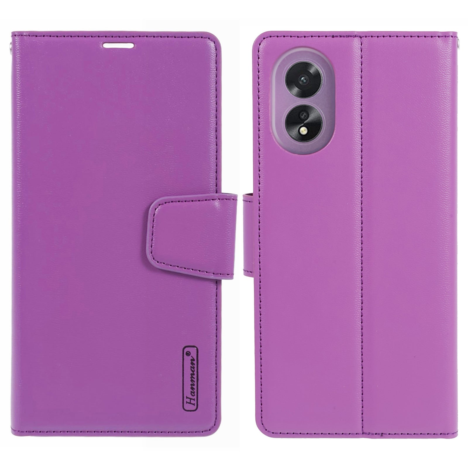 HANMAN Mill Series For Oppo A38 4G / A18 4G Phone Cover PU Leather Wallet Anti-drop Shell