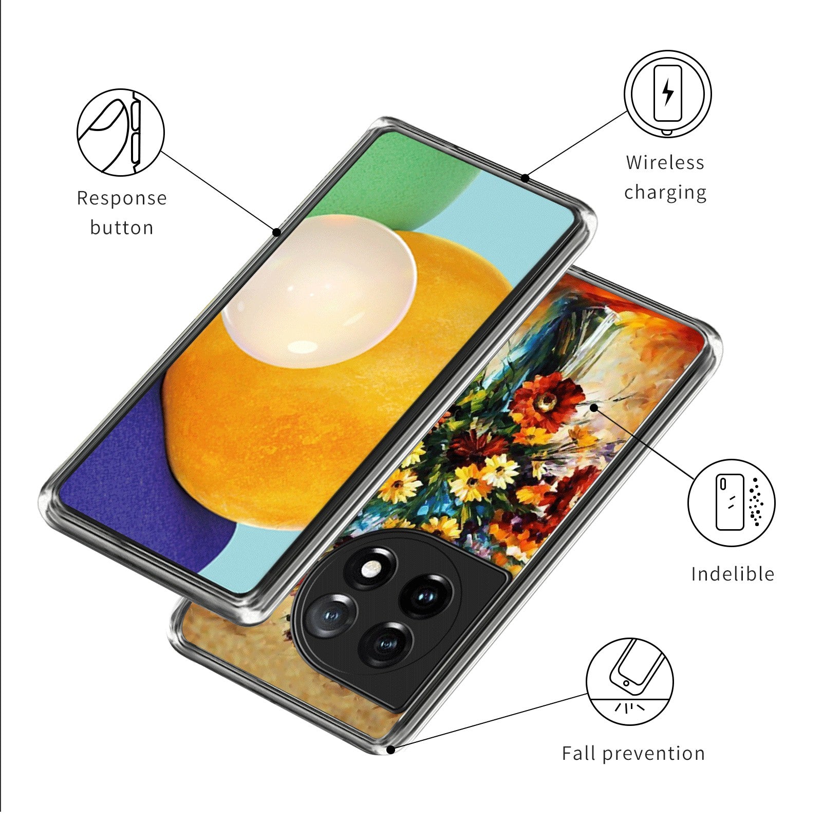 For OnePlus Ace 3 5G / 12R 5G Cell Phone Cases TPU Pattern Printed Shell