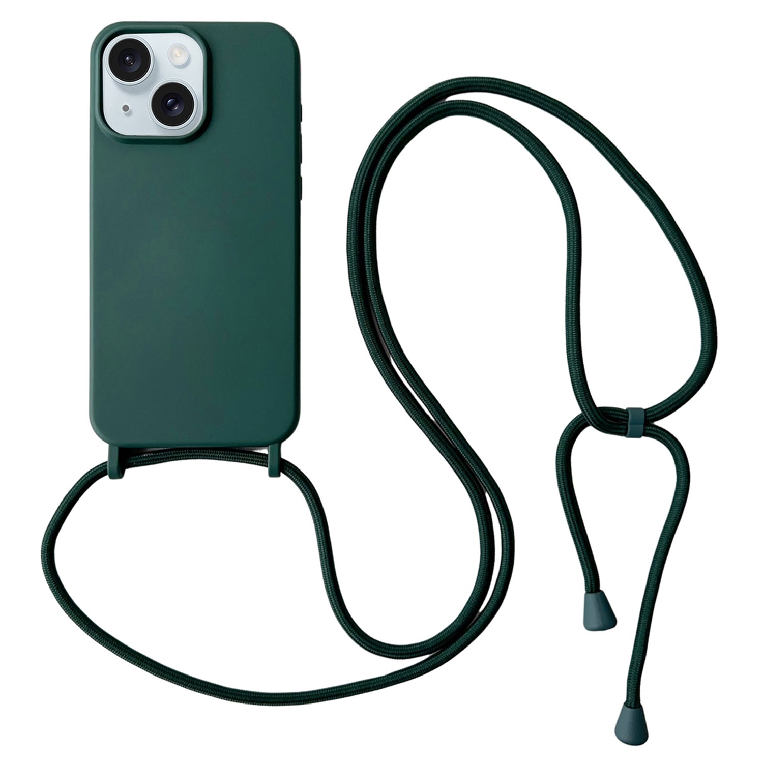 For iPhone 13 Crossbody Case Liquid Silicone Ultra Slim Fit Shockproof Phone Cover