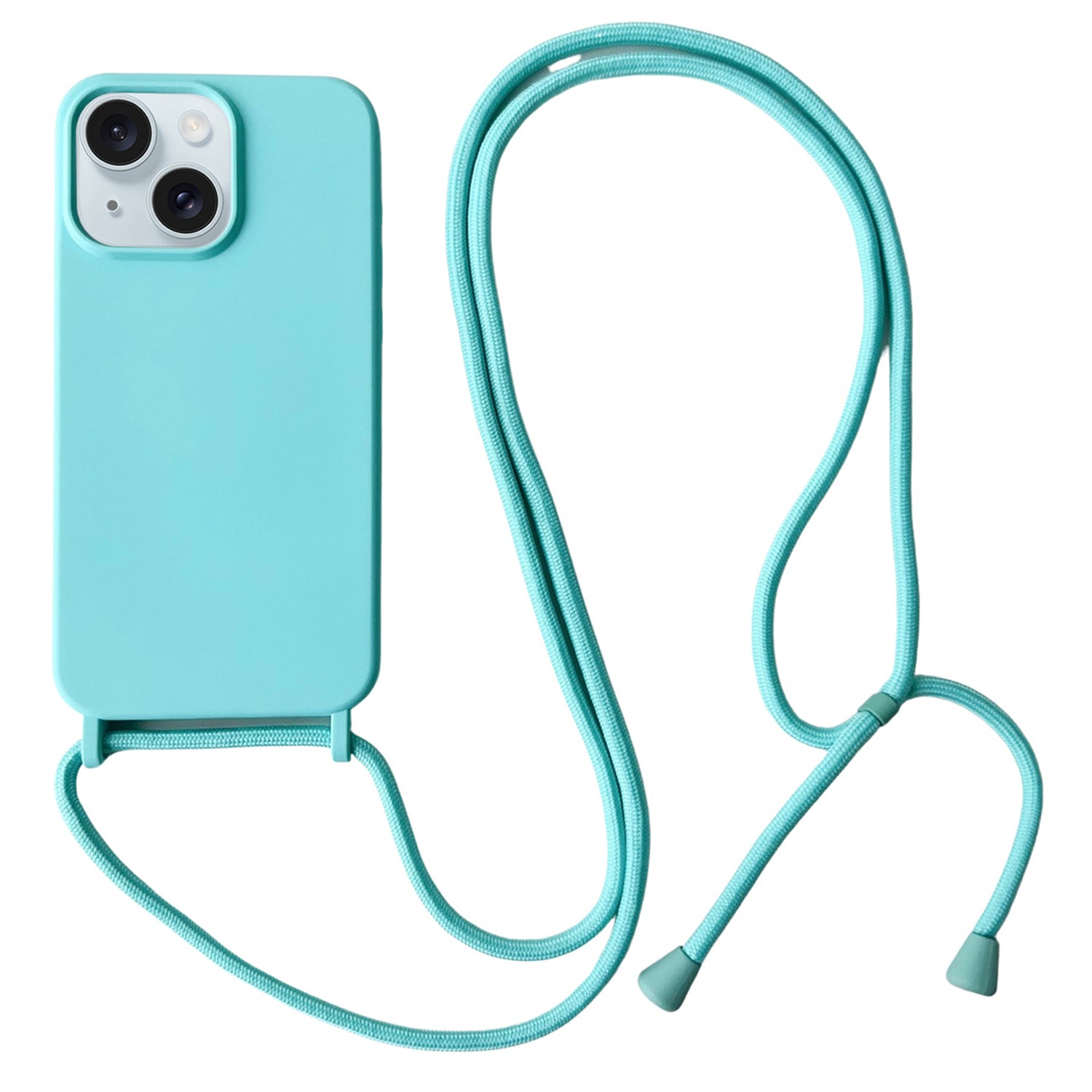 For iPhone 13 Crossbody Case Liquid Silicone Ultra Slim Fit Shockproof Phone Cover