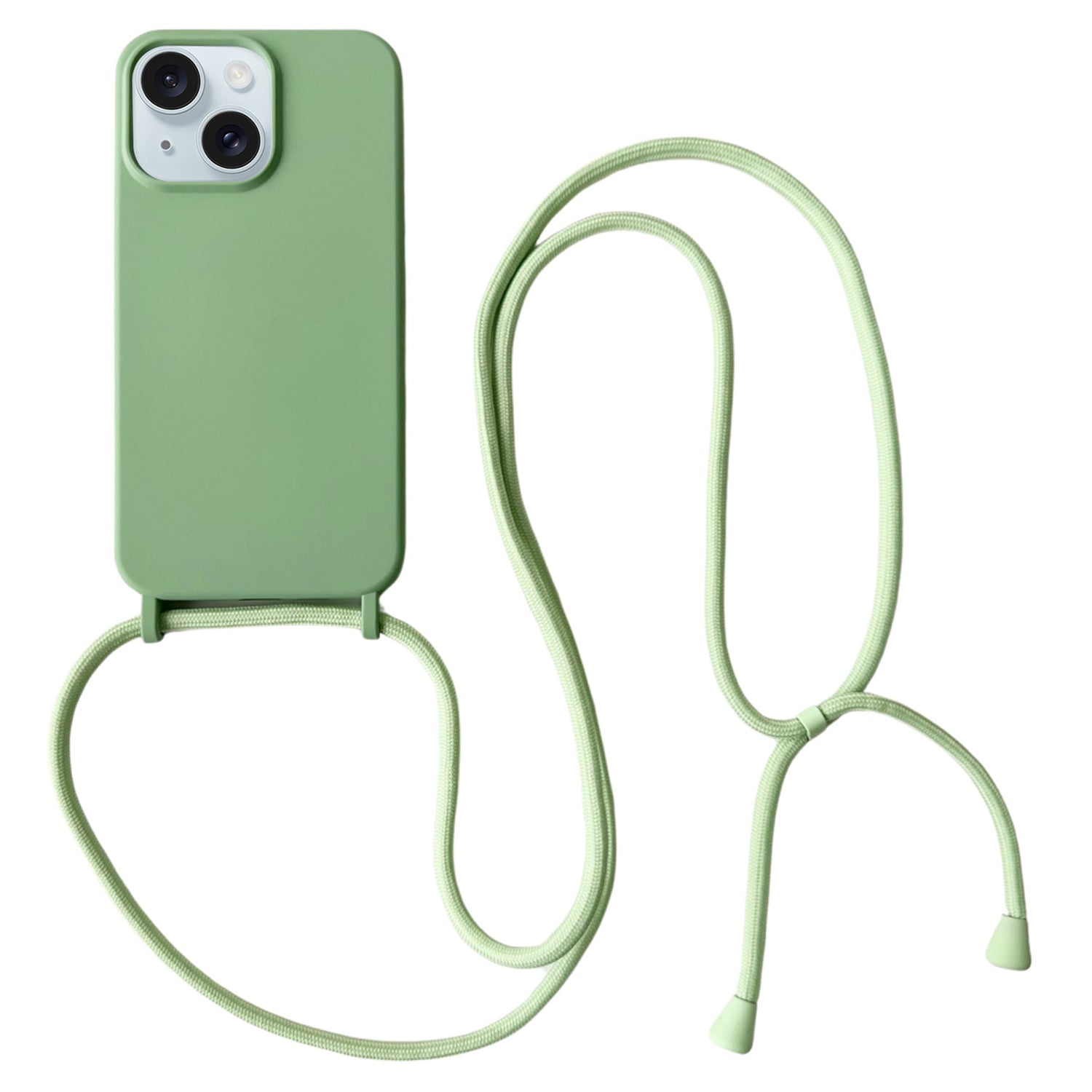 For iPhone 13 Crossbody Case Liquid Silicone Ultra Slim Fit Shockproof Phone Cover