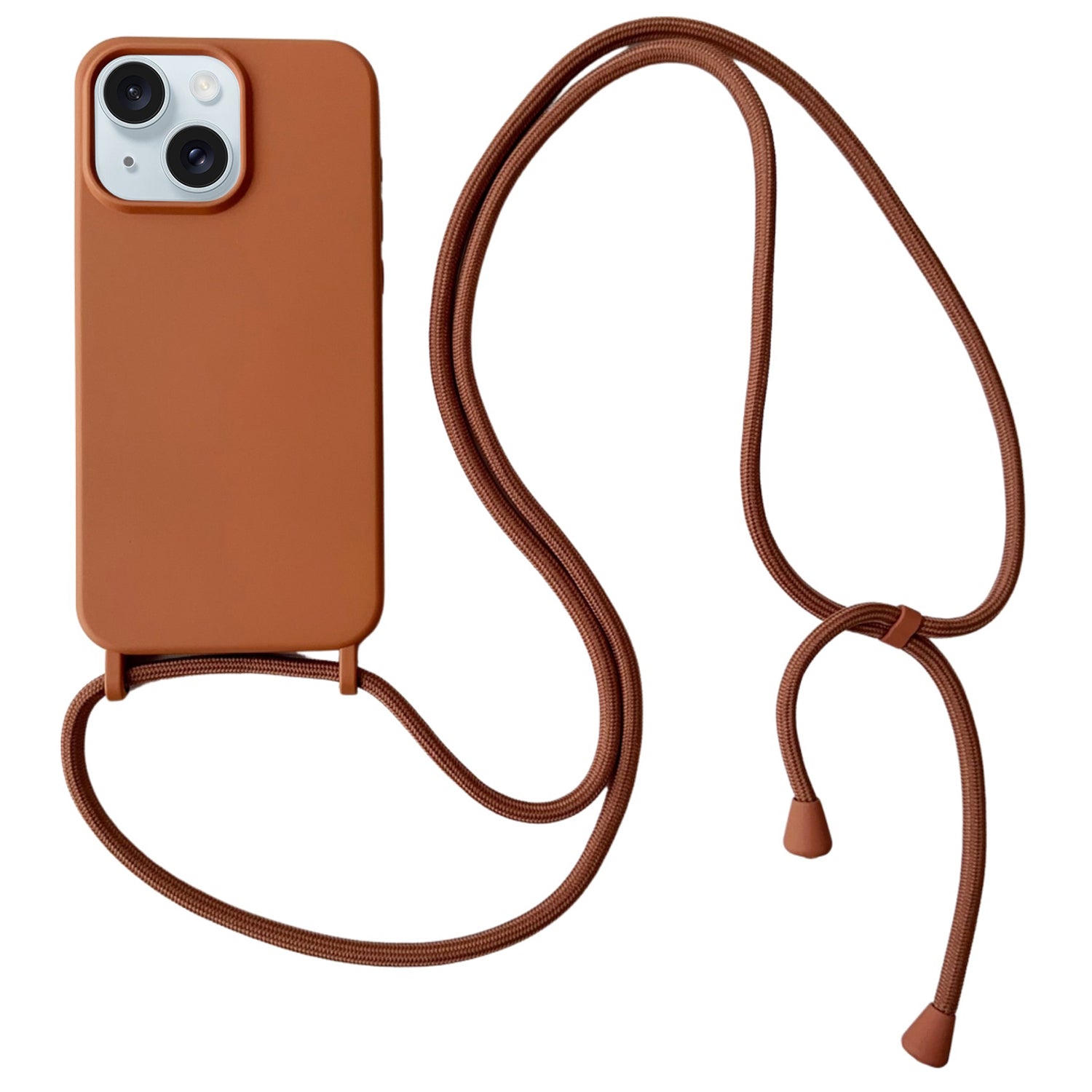 For iPhone 13 Crossbody Case Liquid Silicone Ultra Slim Fit Shockproof Phone Cover