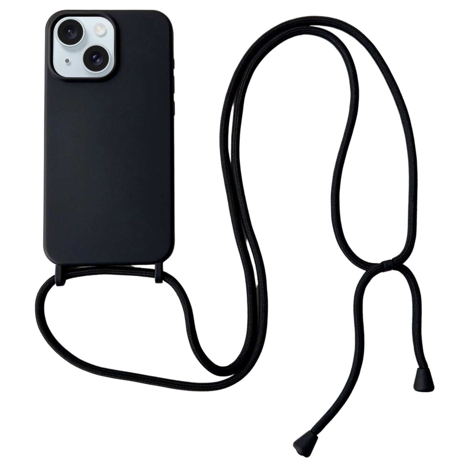 For iPhone 13 Crossbody Case Liquid Silicone Ultra Slim Fit Shockproof Phone Cover