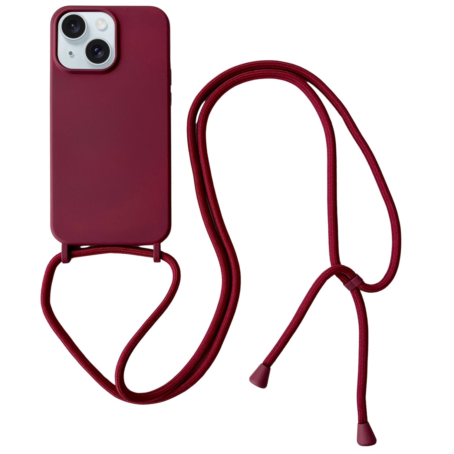 For iPhone 14 Plus Case Liquid Silicone Smooth Phone Cover with Adjustable Lanyard